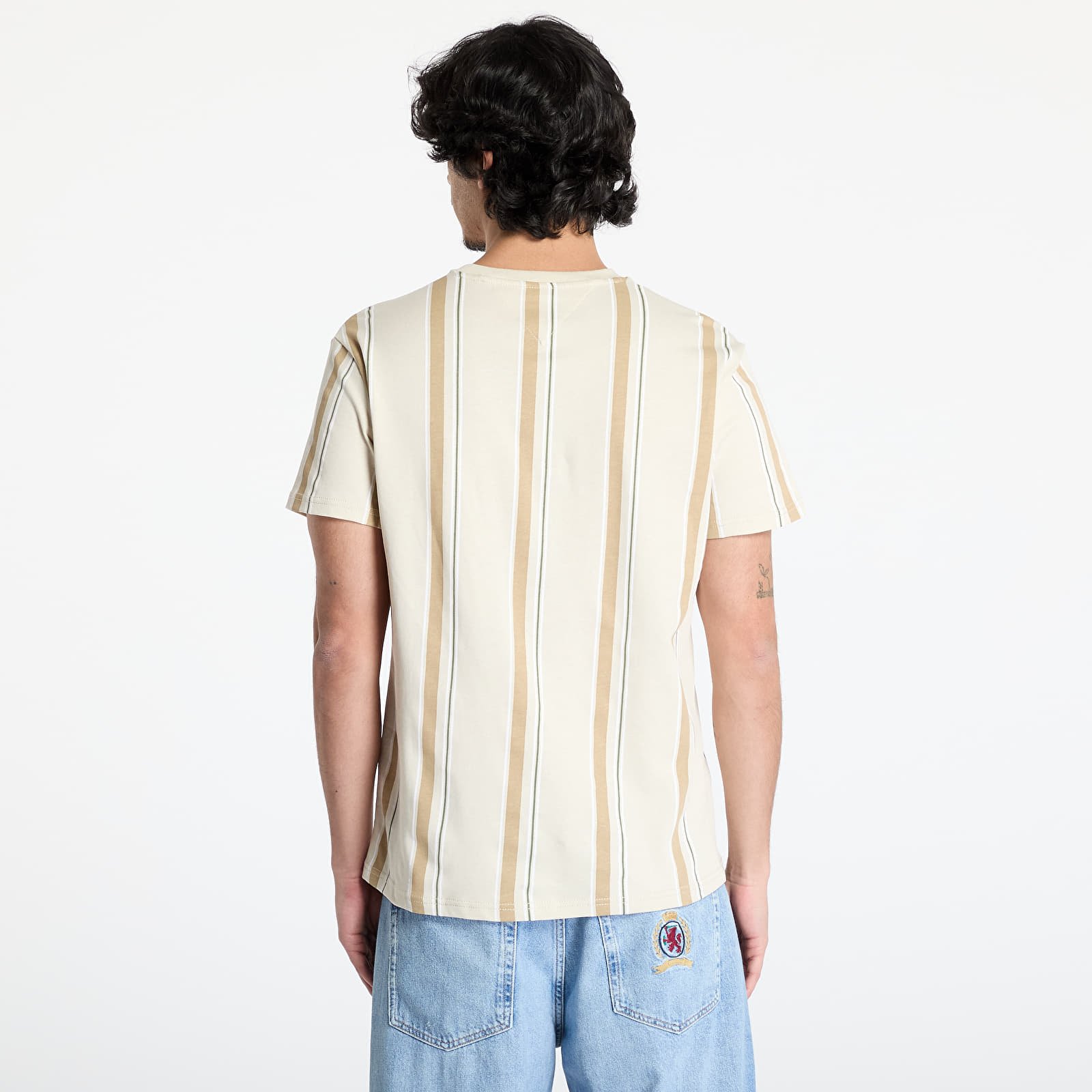 Vīriešu T-krekli Tommy Jeans Regular Vertical Stripe Tee Beige
