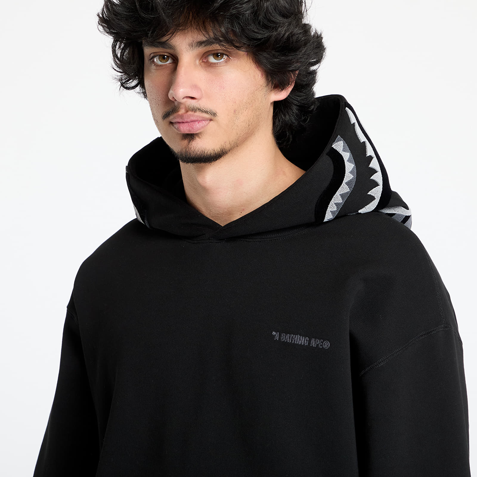 Men's hoodies A BATHING APE Shark Logo Relaxed Fit Pullover Hoodie UNISEX Black
