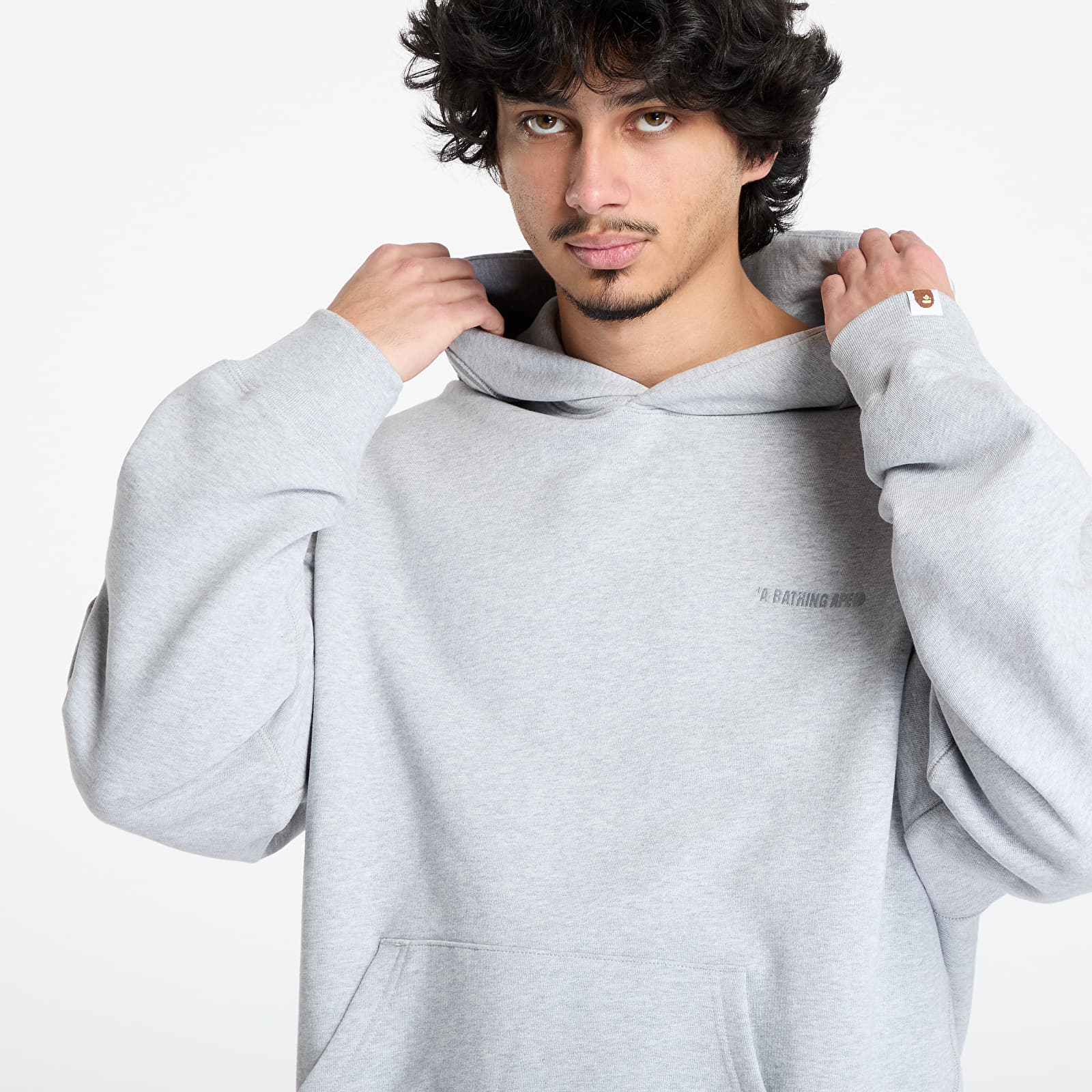 Vīriešu kapuces A BATHING APE Shark Logo Relaxed Fit Pullover Hoodie UNISEX Gray