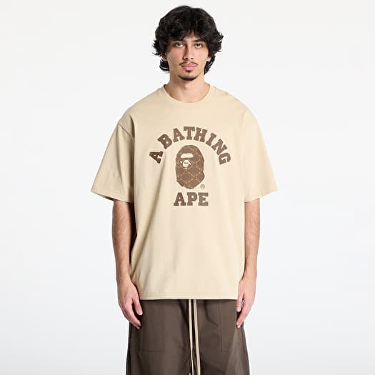 Tričko A BATHING APE College Monogram College Relaxed Fit Tee UNISEX Beige