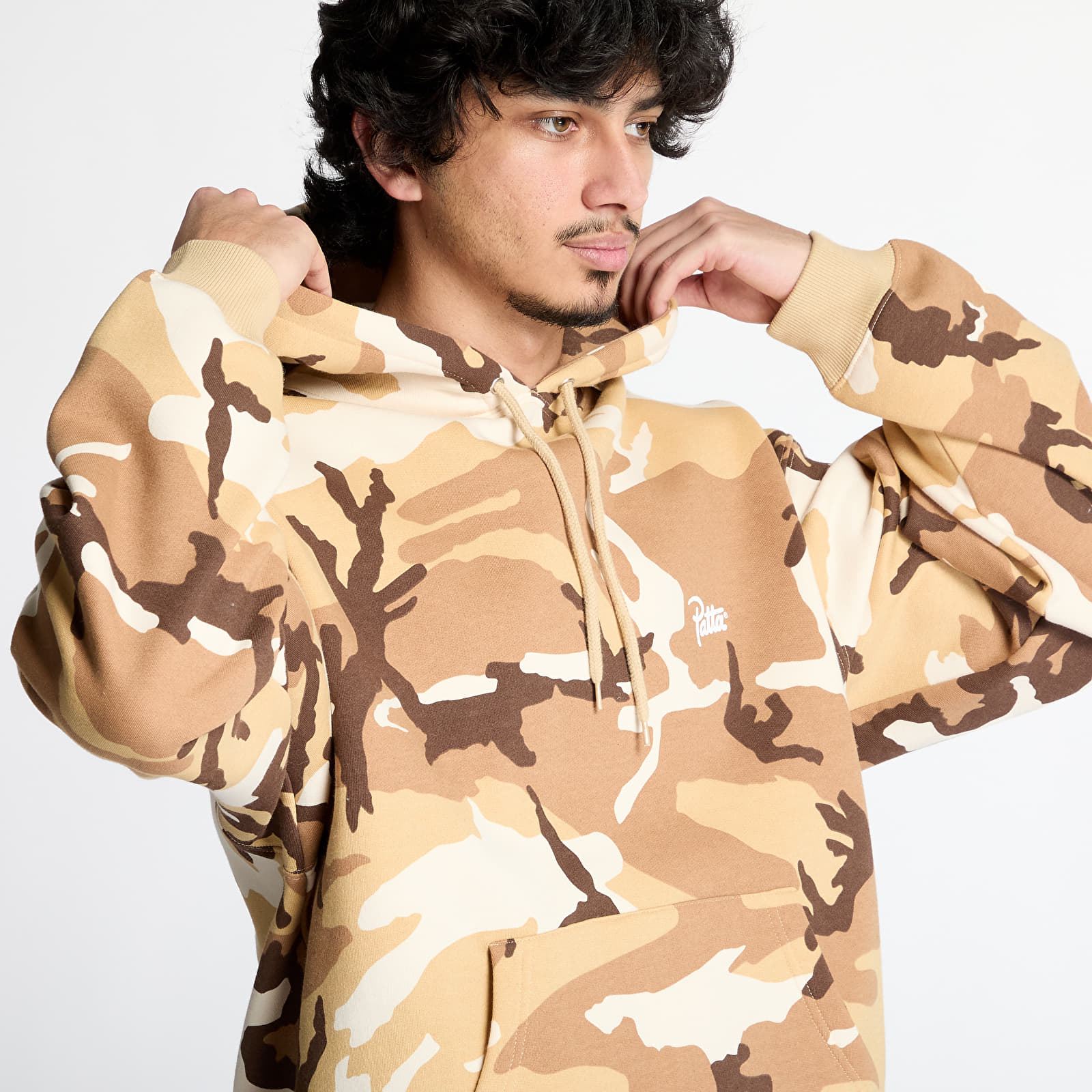 Sweatjacken und Sweatshirts Patta Bark Woodland Camo Boxy Hooded Sweater UNISEX Sand Dollar