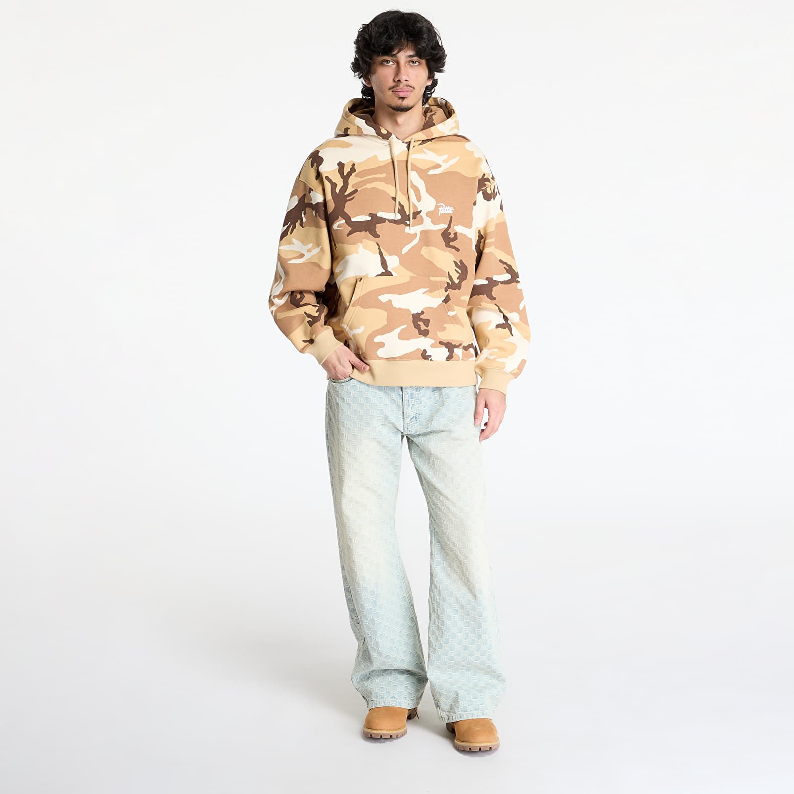 Sweatjacken und Sweatshirts Patta Bark Woodland Camo Boxy Hooded Sweater UNISEX Sand Dollar