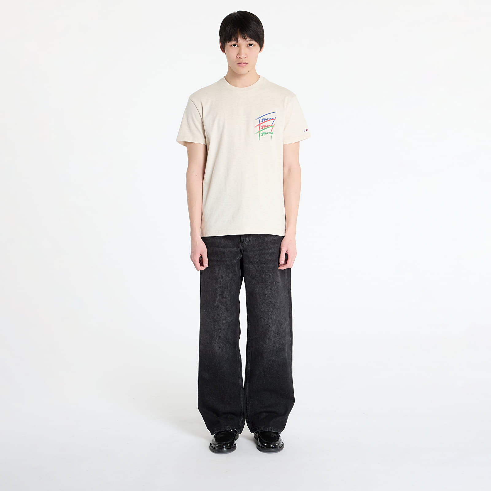 Pánská trička Tommy Jeans Regular Twisted Sign Tee Beige