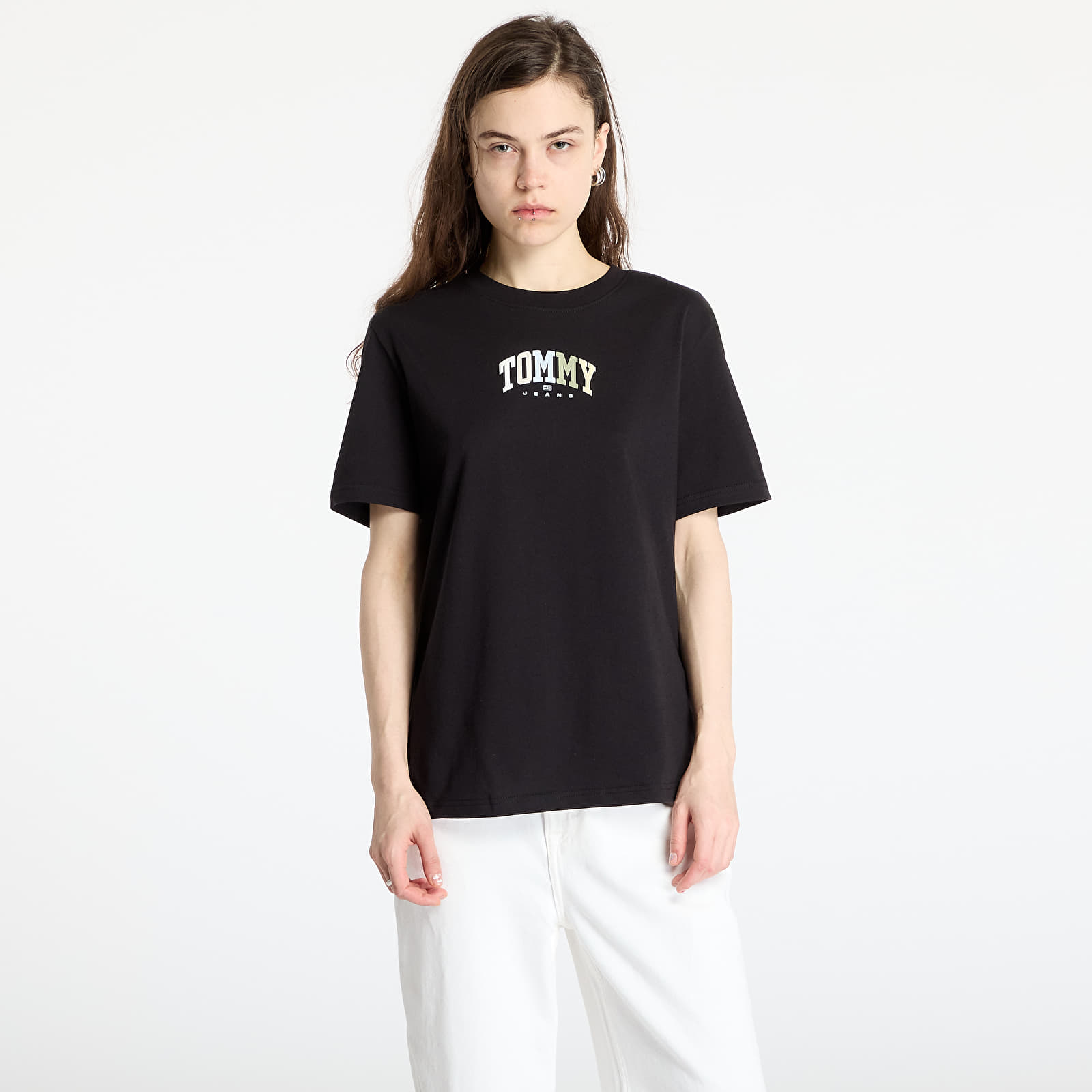 Women's T-shirts Tommy Jeans Relaxed Color Varsity Tee Black