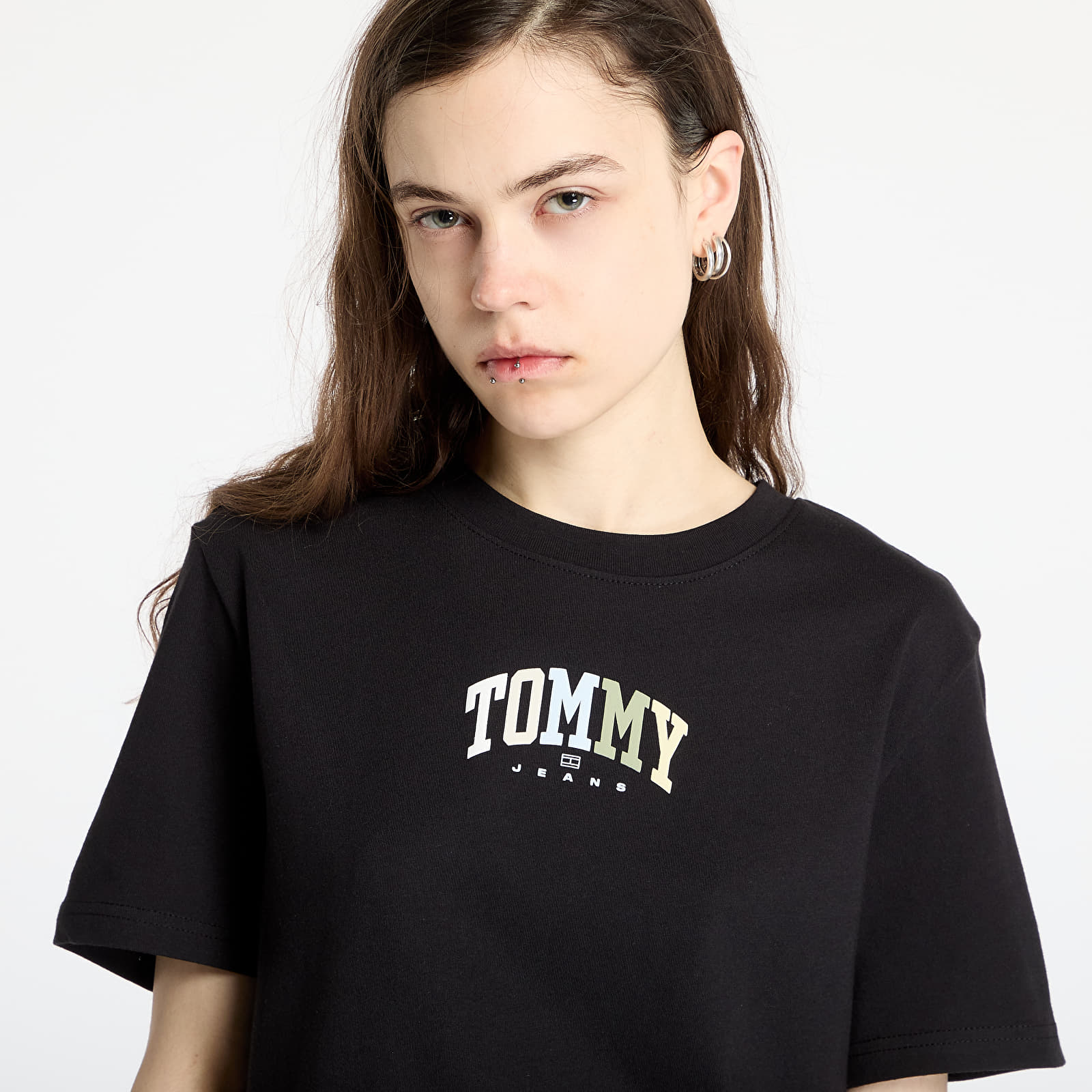 Women's T-shirts Tommy Jeans Relaxed Color Varsity Tee Black