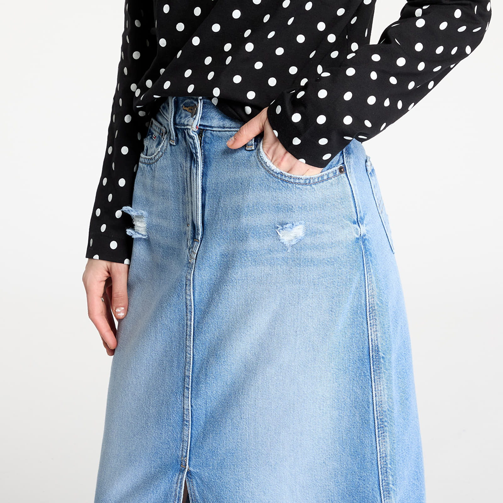 Sukně Tommy Jeans Claire Midi Skirt Denim