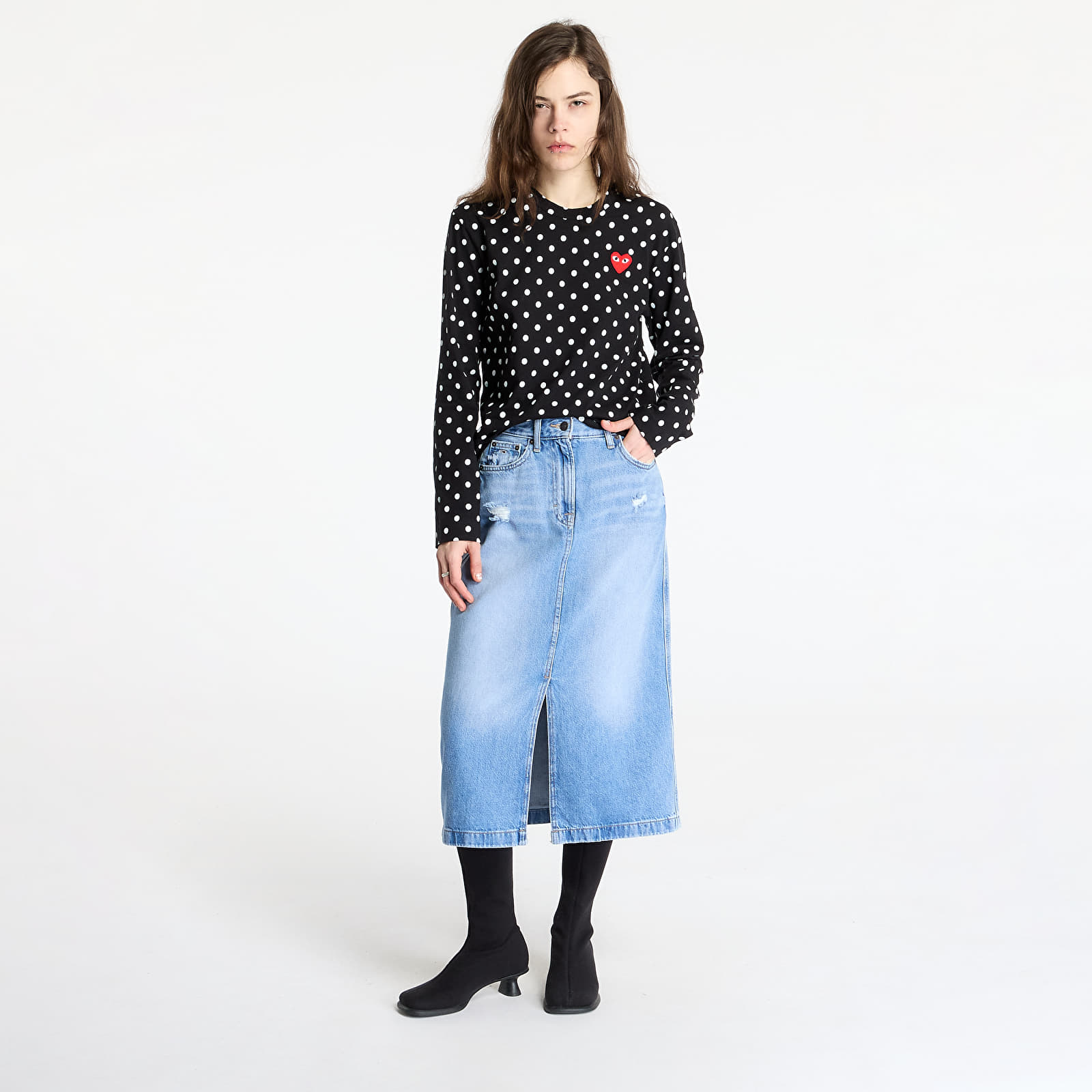 Sukně Tommy Jeans Claire Midi Skirt Denim