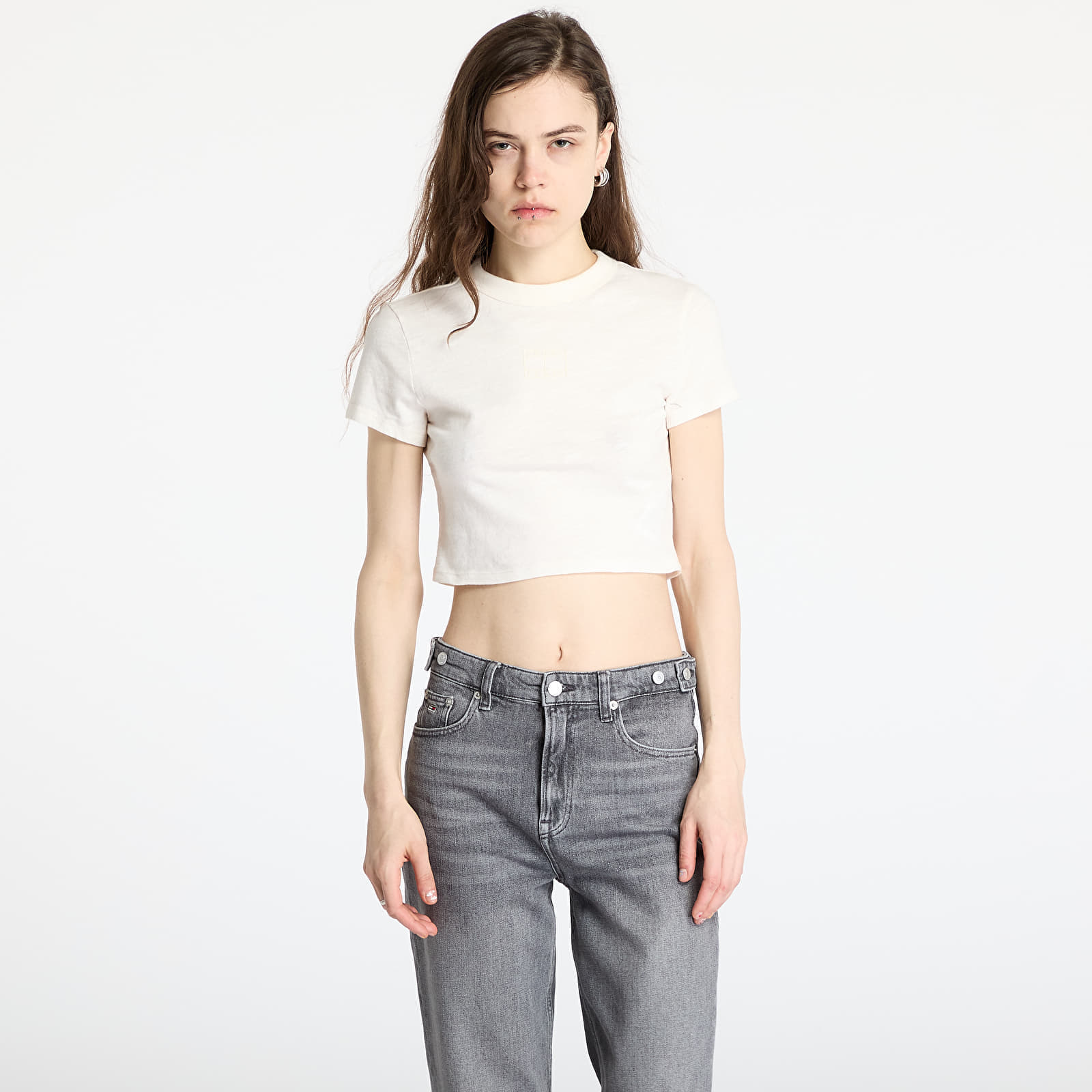 Koszulka Tommy Jeans Slim Crop Ton T-Shirt White L