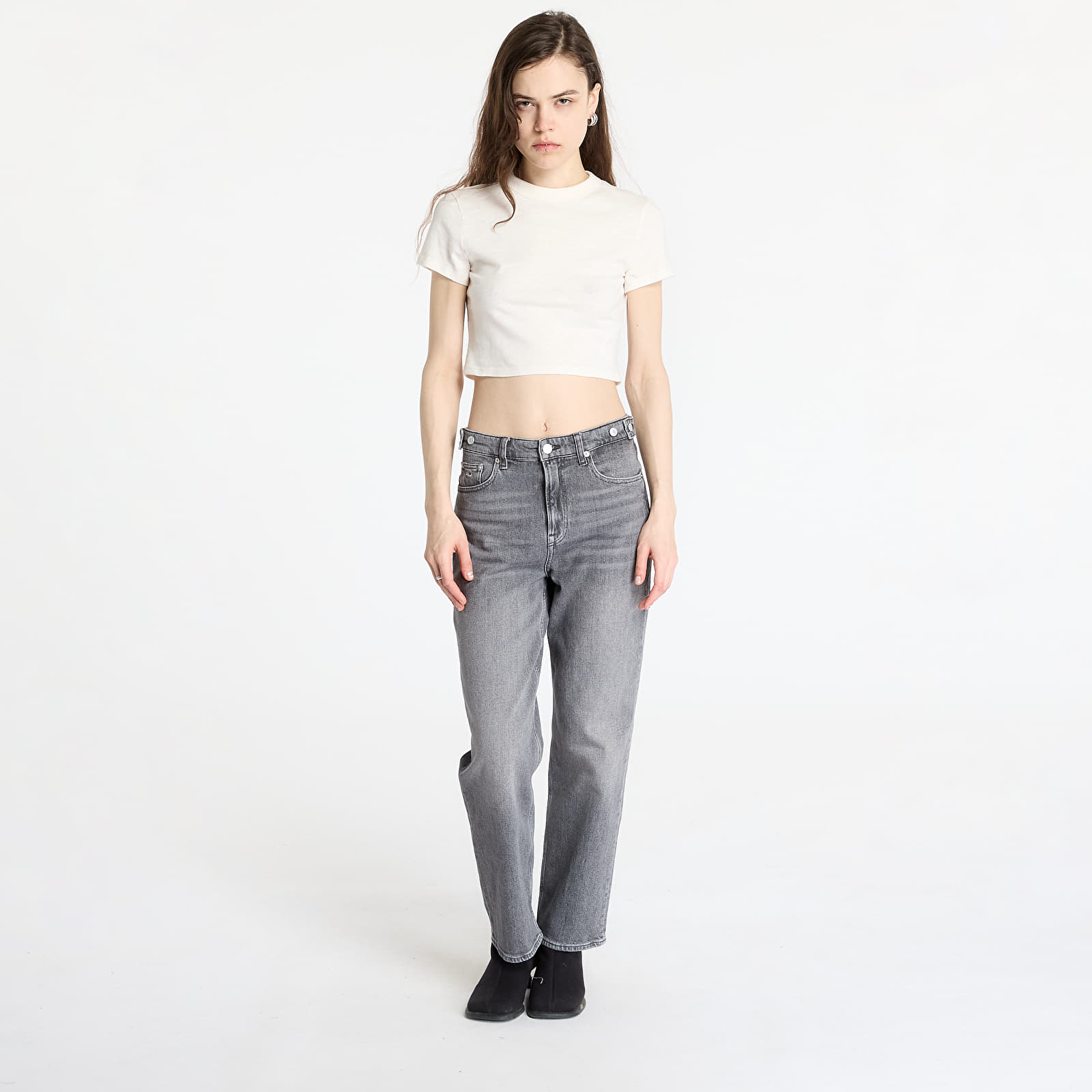 T-shirty damskie Tommy Jeans Slim Crop Ton T-Shirt White