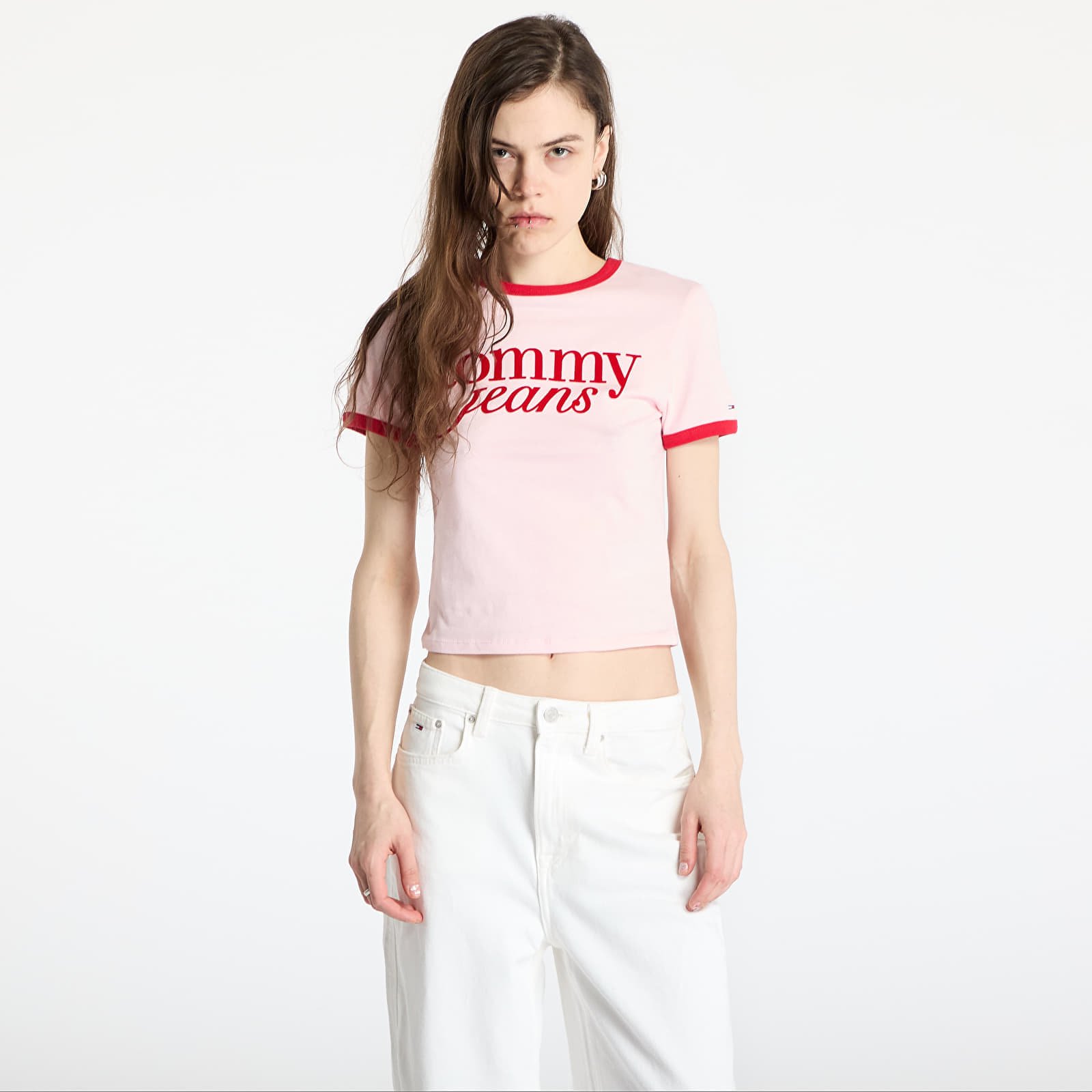 T-Shirt Tommy Jeans Slim Script Tee Pink XS