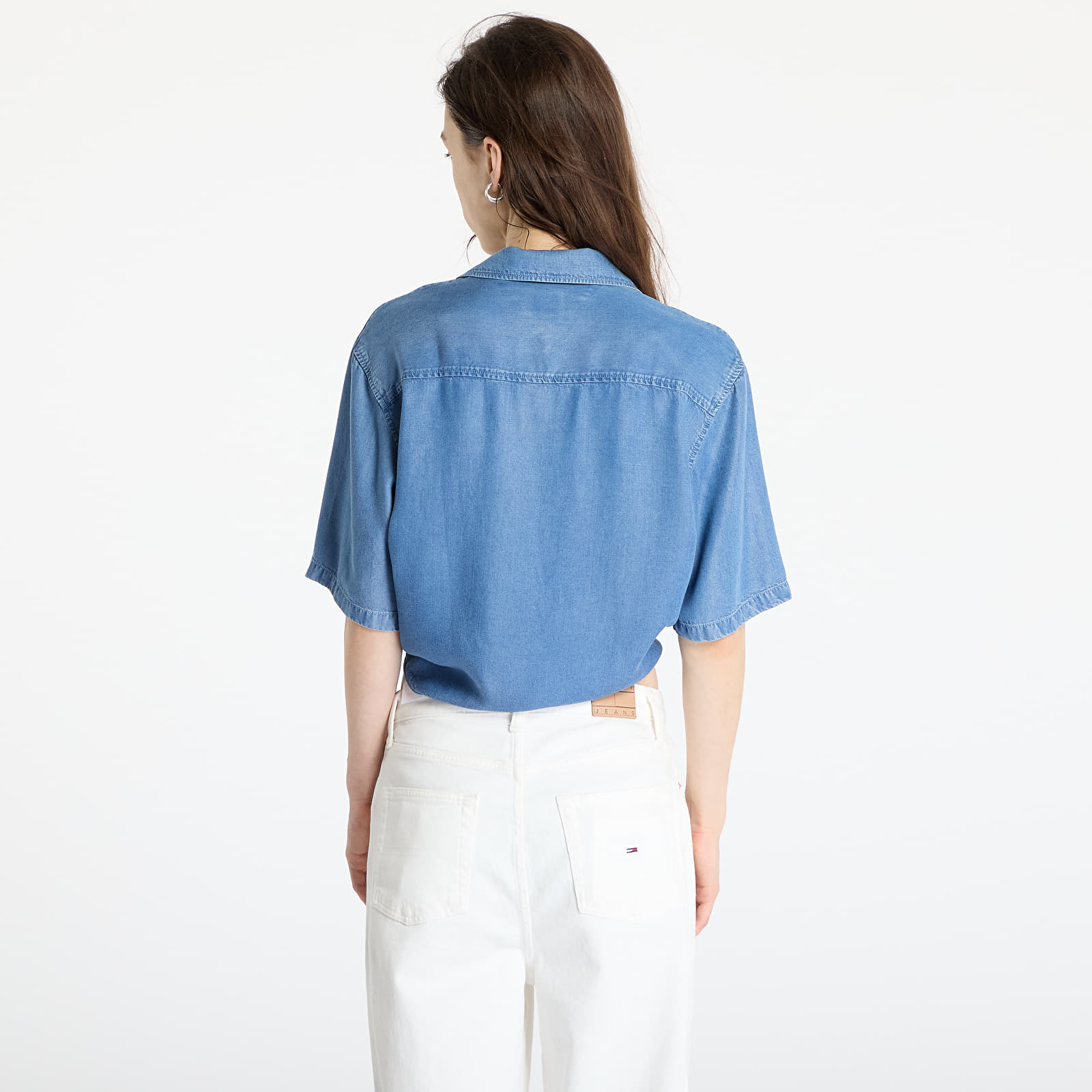 Blusen Tommy Jeans Chambray Tie Shortsleeve Shirt Denim