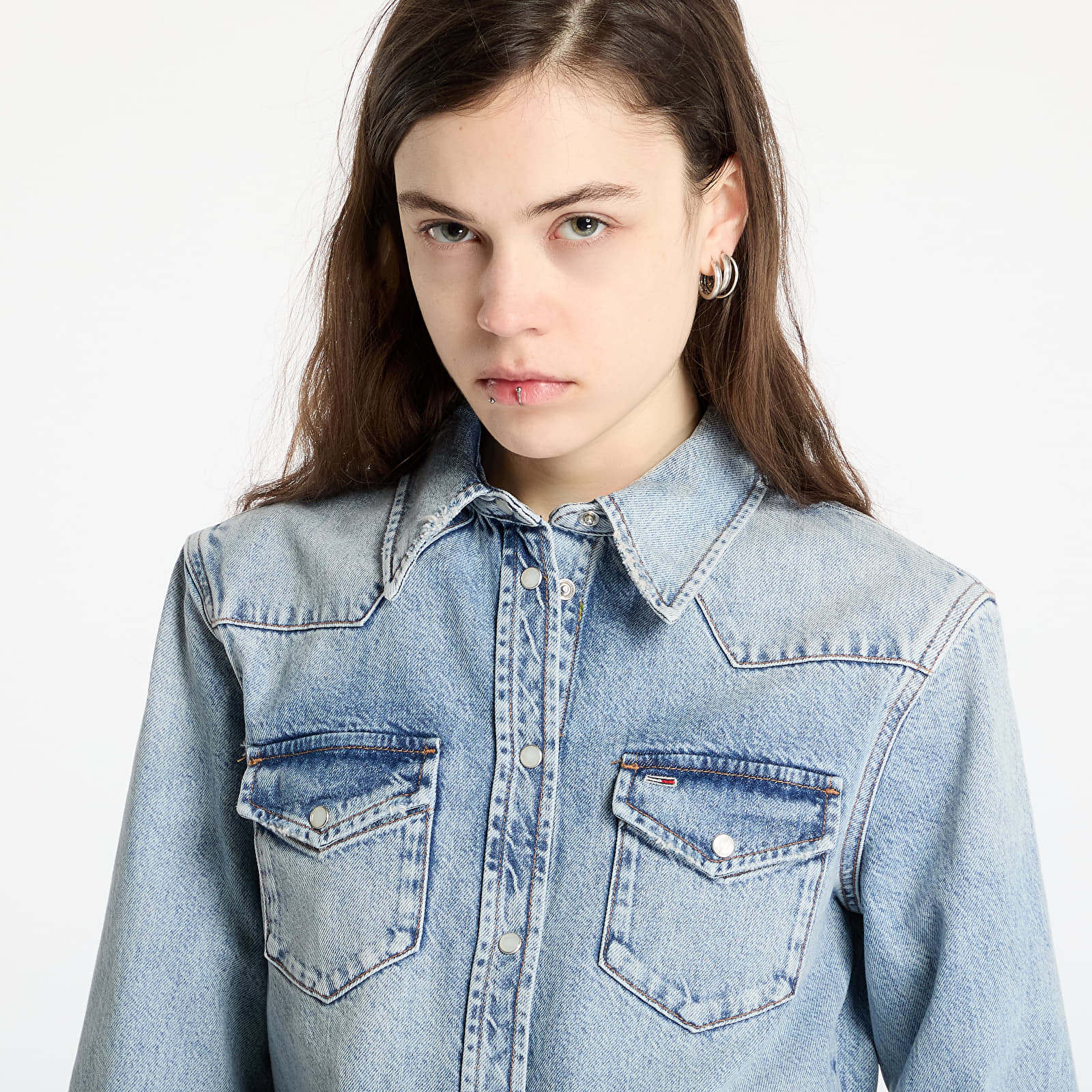 Naisten paidat Tommy Jeans Regular Western Shirt Denim