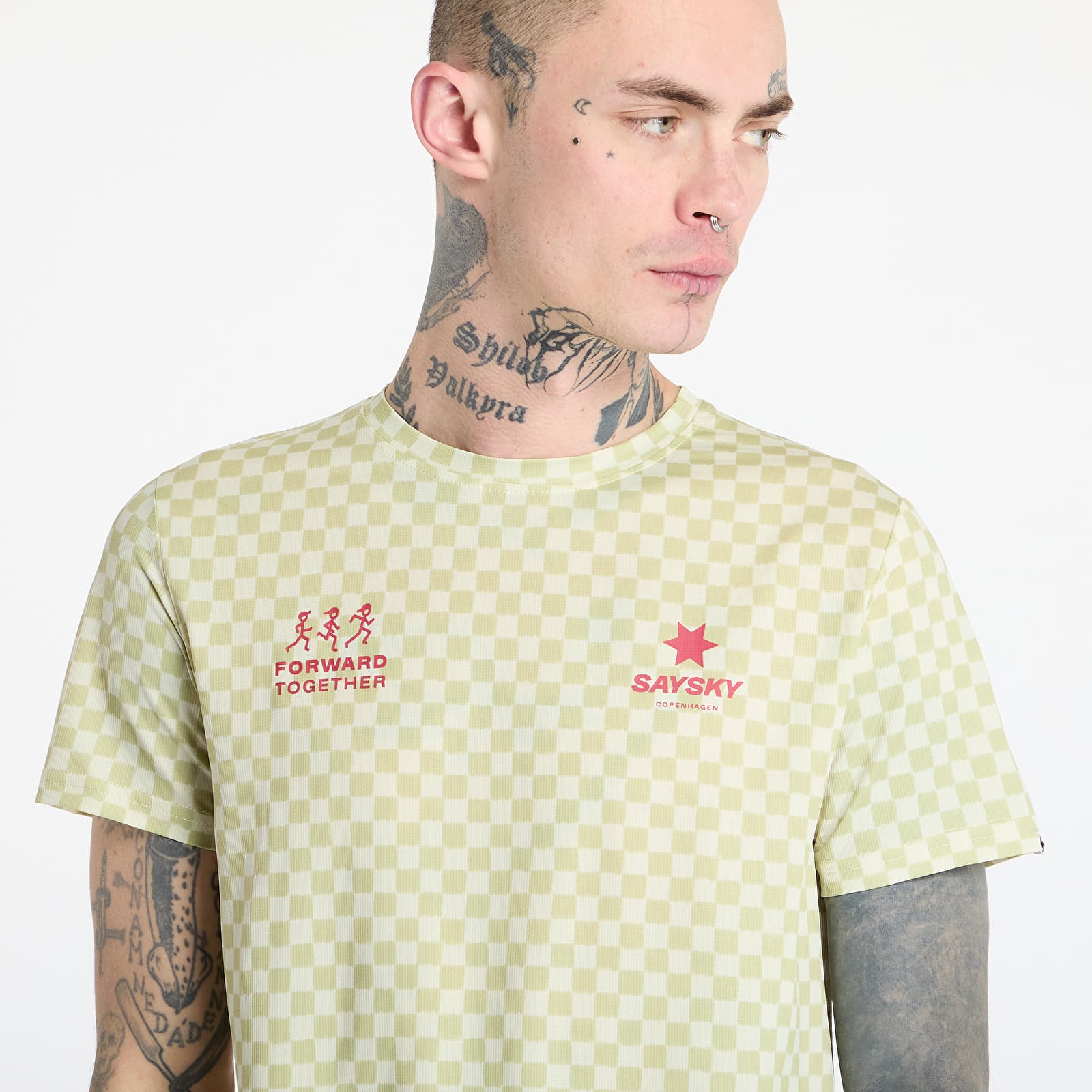 Men's T-shirts SAYSKY Checker Combat T-Shirt Green Aop
