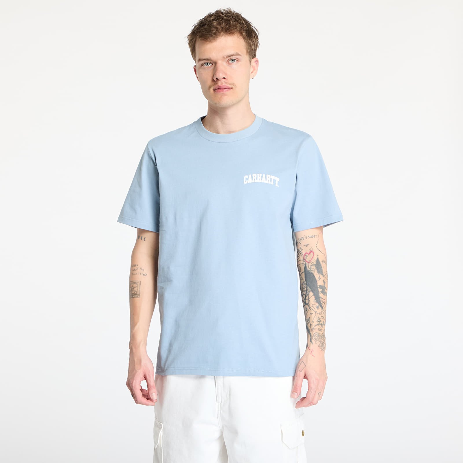 Camiseta Carhartt WIP University Script Short Sleeve T-Shirt UNISEX Dusty Ice/ White L