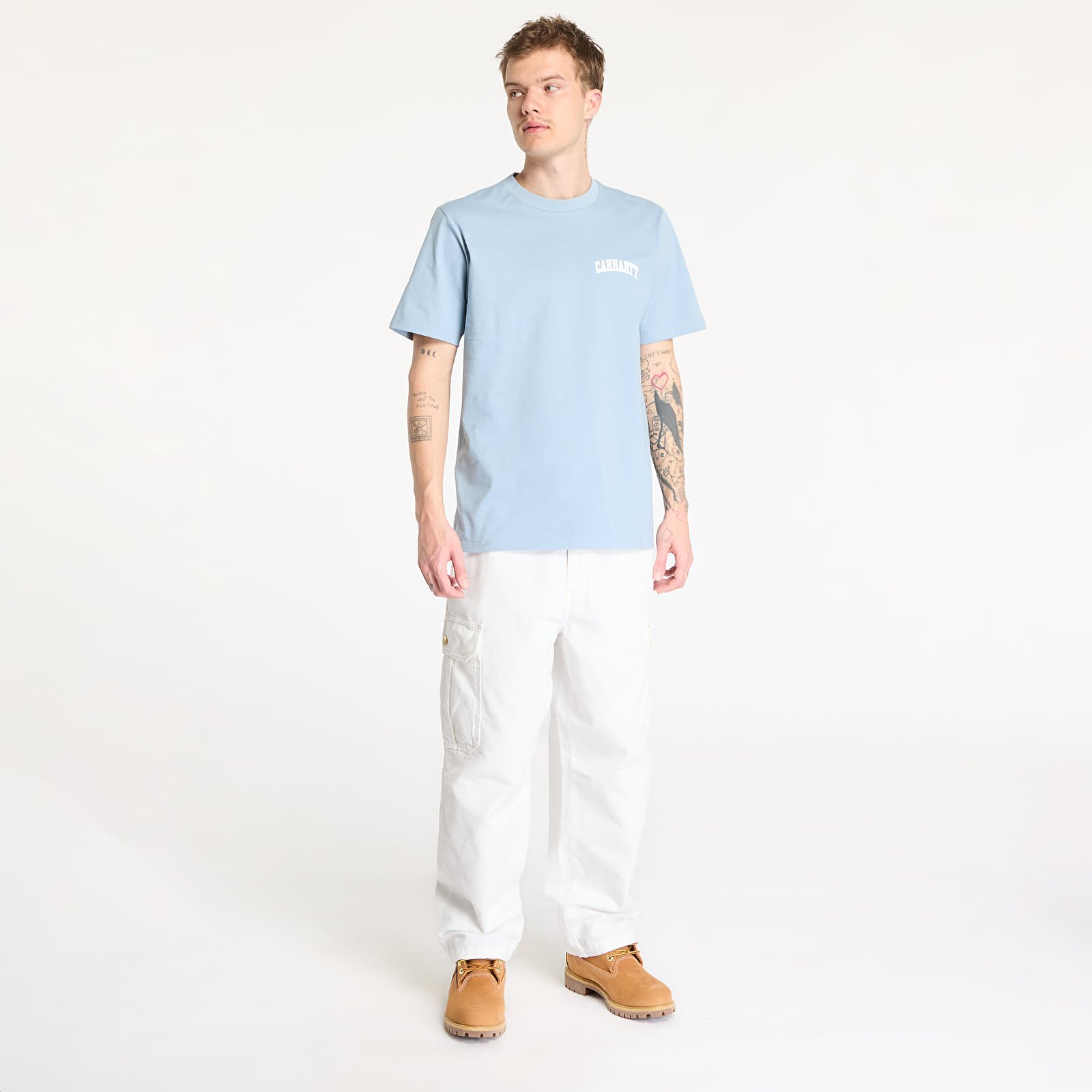 T-shirts Carhartt WIP University Script Short Sleeve T-Shirt UNISEX Dusty Ice/ White