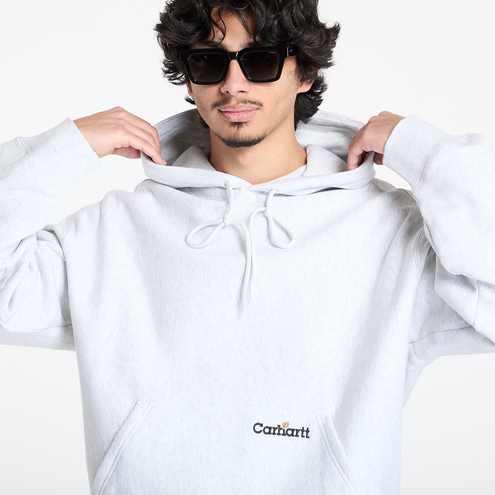 Hoodies and sweatshirts  Carhartt WIP Hooded Label Script Sweat UNISEX Ash Heather