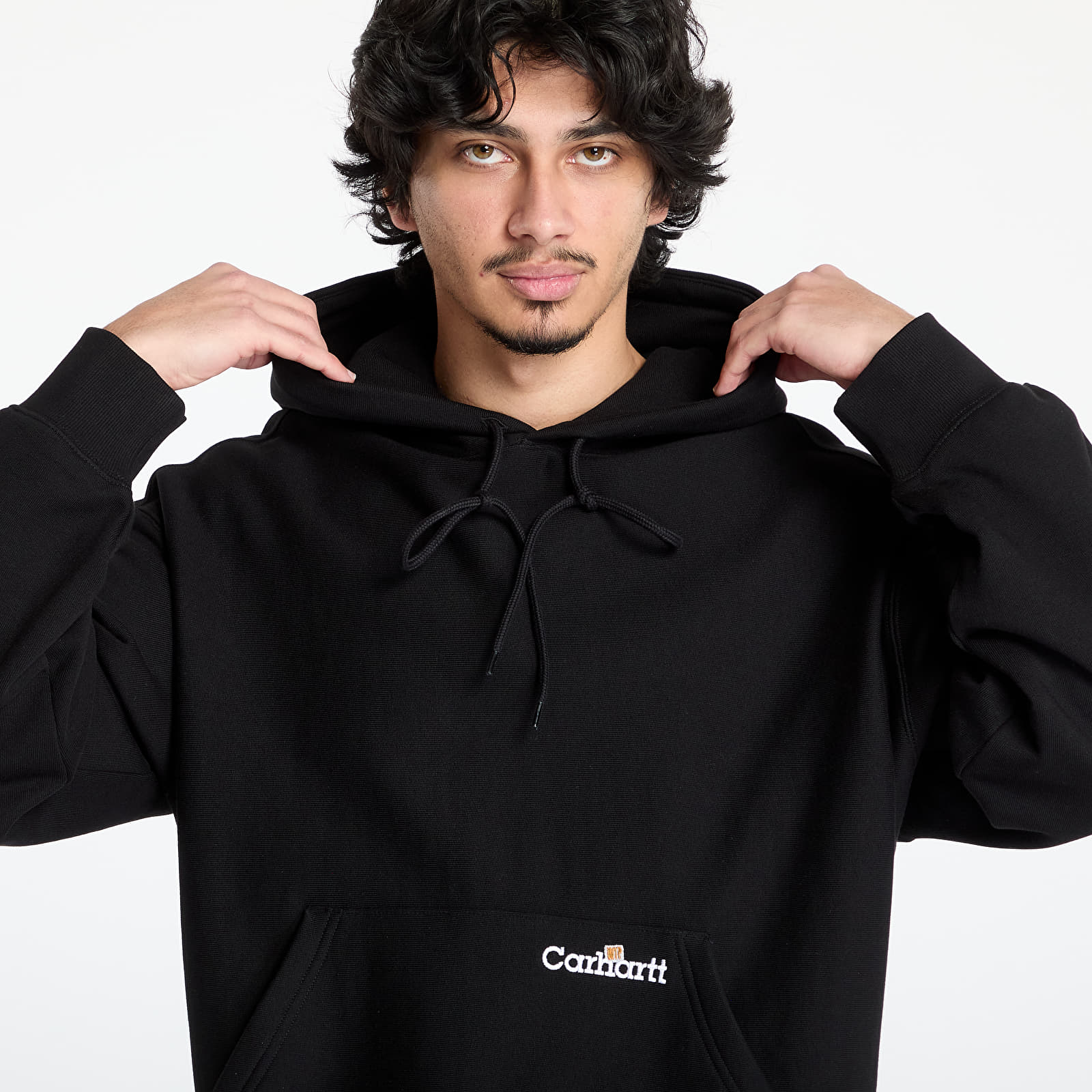 Bluzy Carhartt WIP Hooded Label Script Sweat UNISEX Black