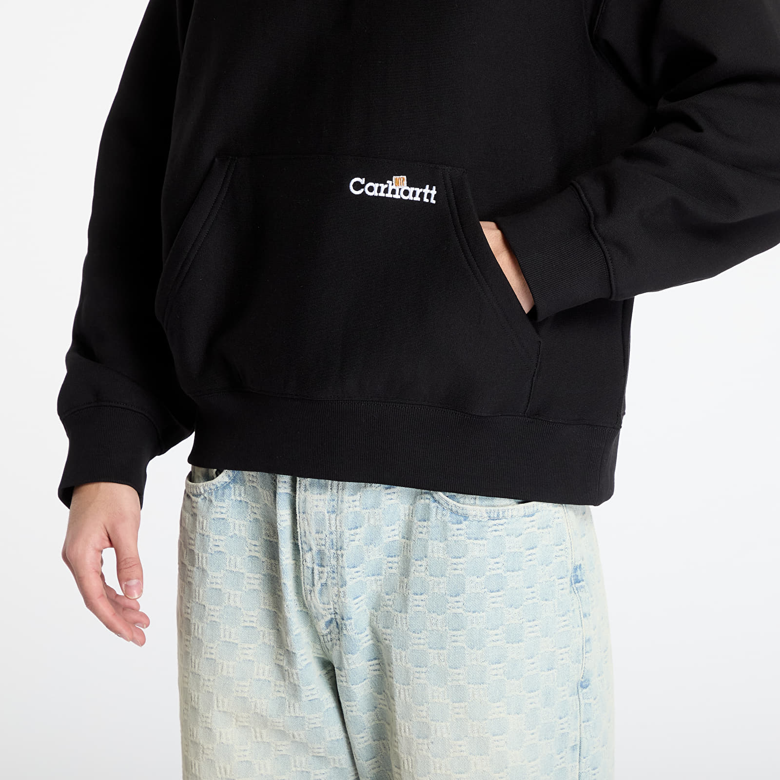 Bluzy Carhartt WIP Hooded Label Script Sweat UNISEX Black
