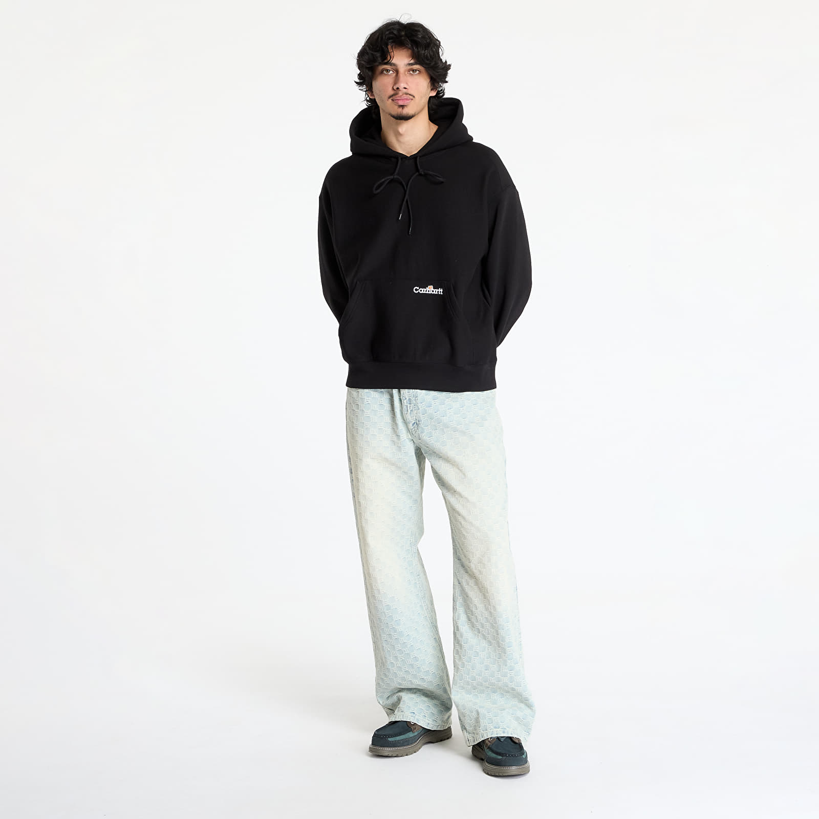 Bluzy Carhartt WIP Hooded Label Script Sweat UNISEX Black