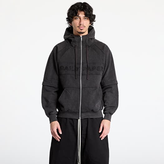 Daily Paper Garment Wash Zip Up Hoodie UNISEX Black