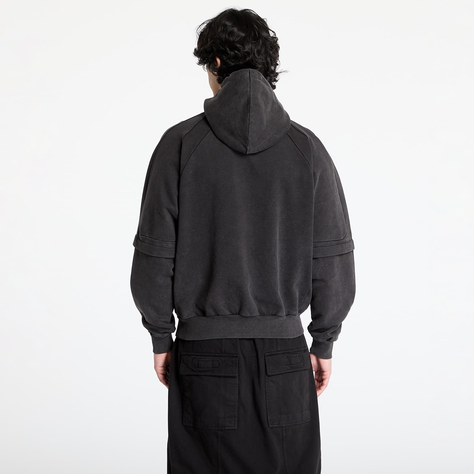Bluzy Daily Paper Garment Wash Zip Up Hoodie UNISEX Black