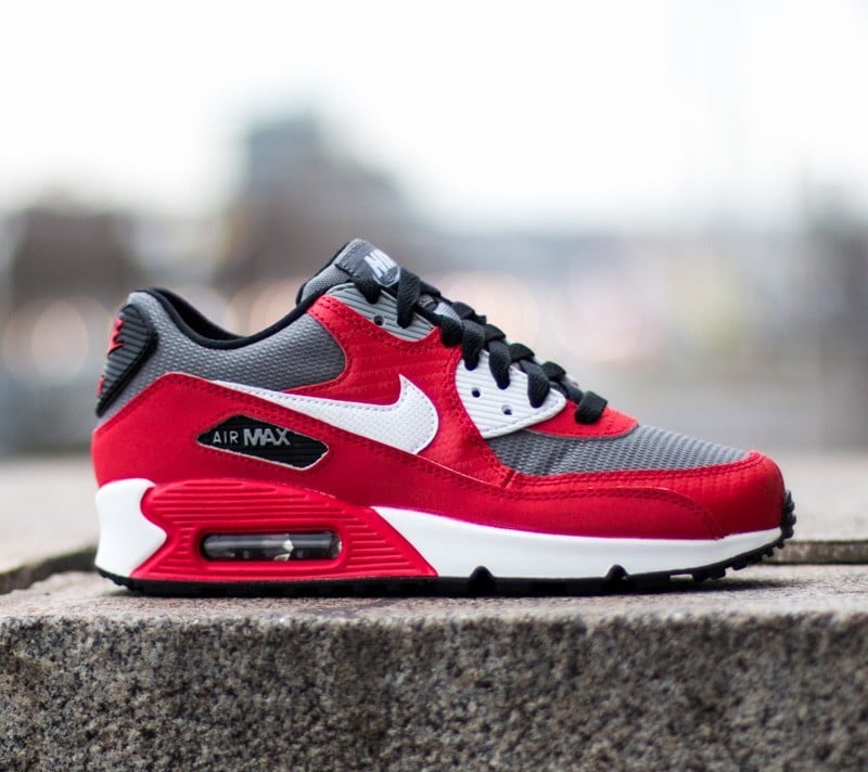 Zapatillas mujer Nike Air Max 90 GS University Red White Metalic Grey Footshop