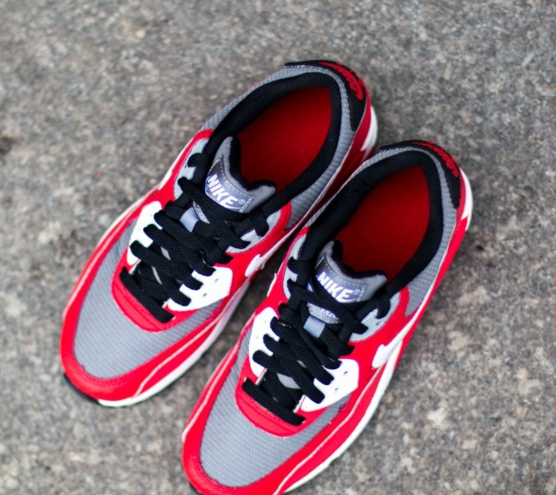 Dámské tenisky a boty Nike Air Max 90 (GS) University Red/ White-Metalic Grey 