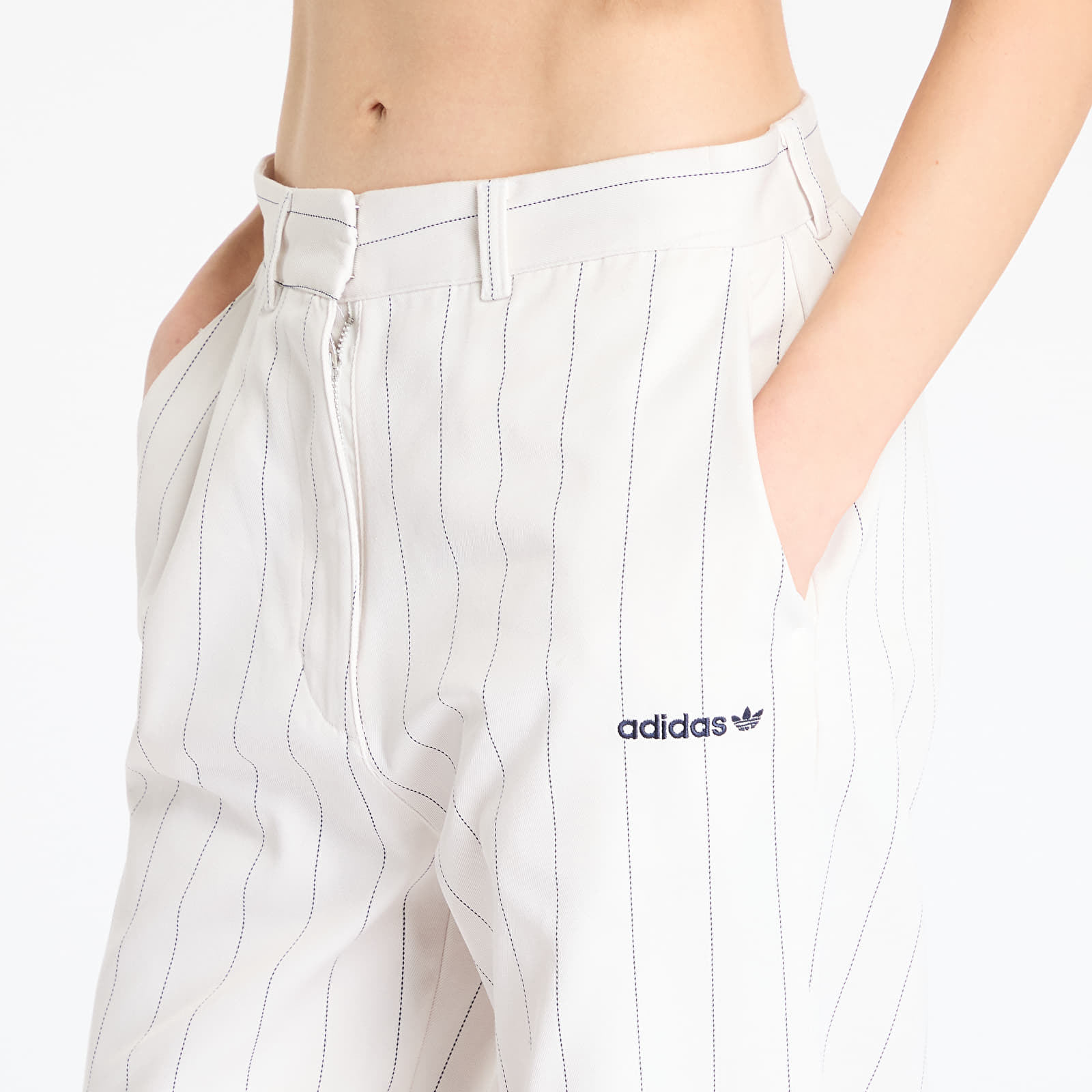 Nadrágok adidas Pinstripe Twill Loose Pants White/ Off White/ Night Indigo
