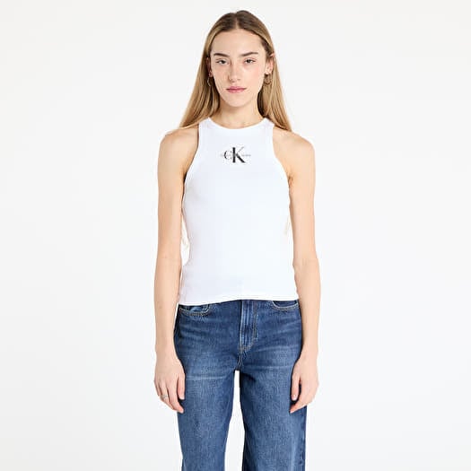 Tielko Calvin Klein Jeans Monologo Rib Tank Top White