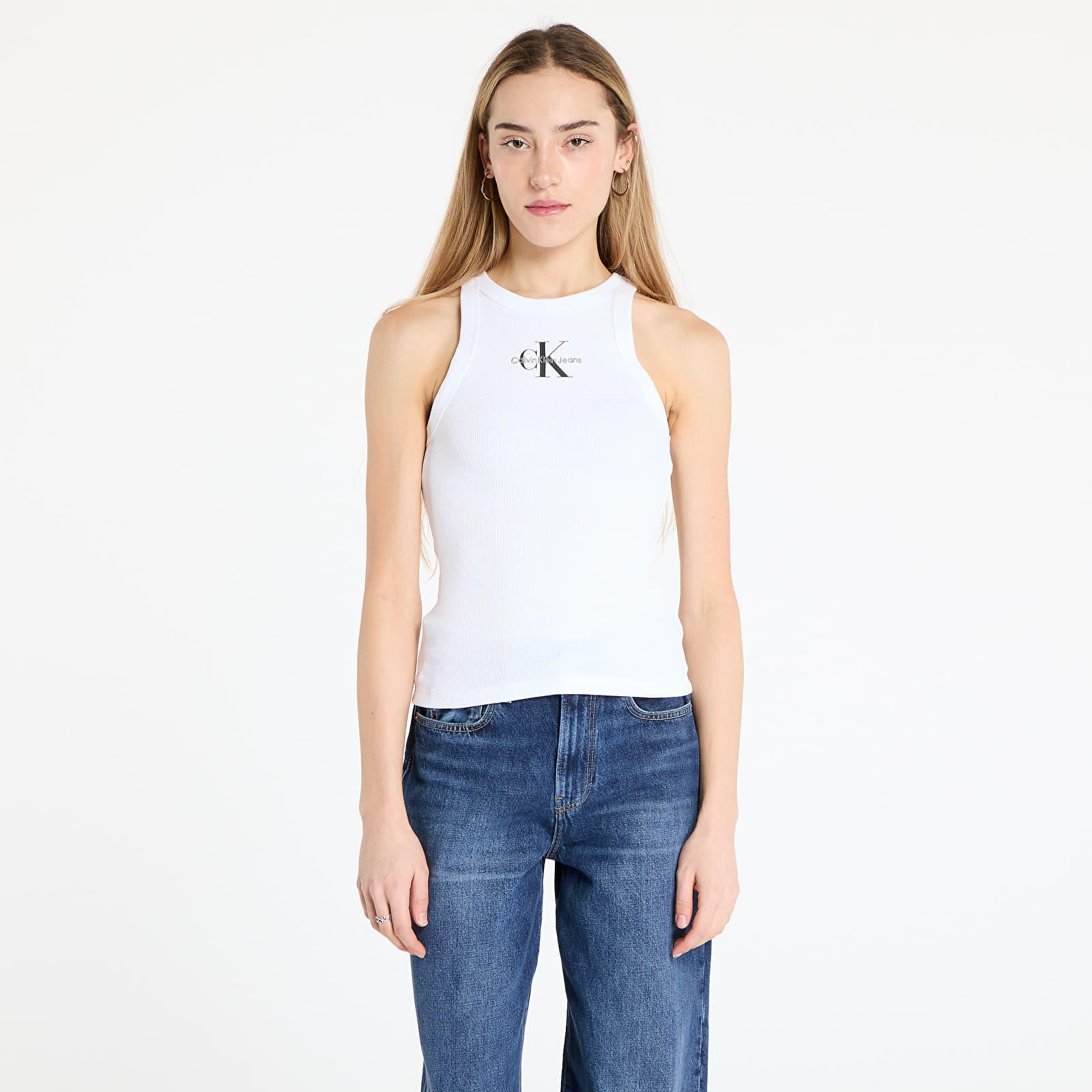 Tílka Calvin Klein Jeans Monologo Rib Tank Top White