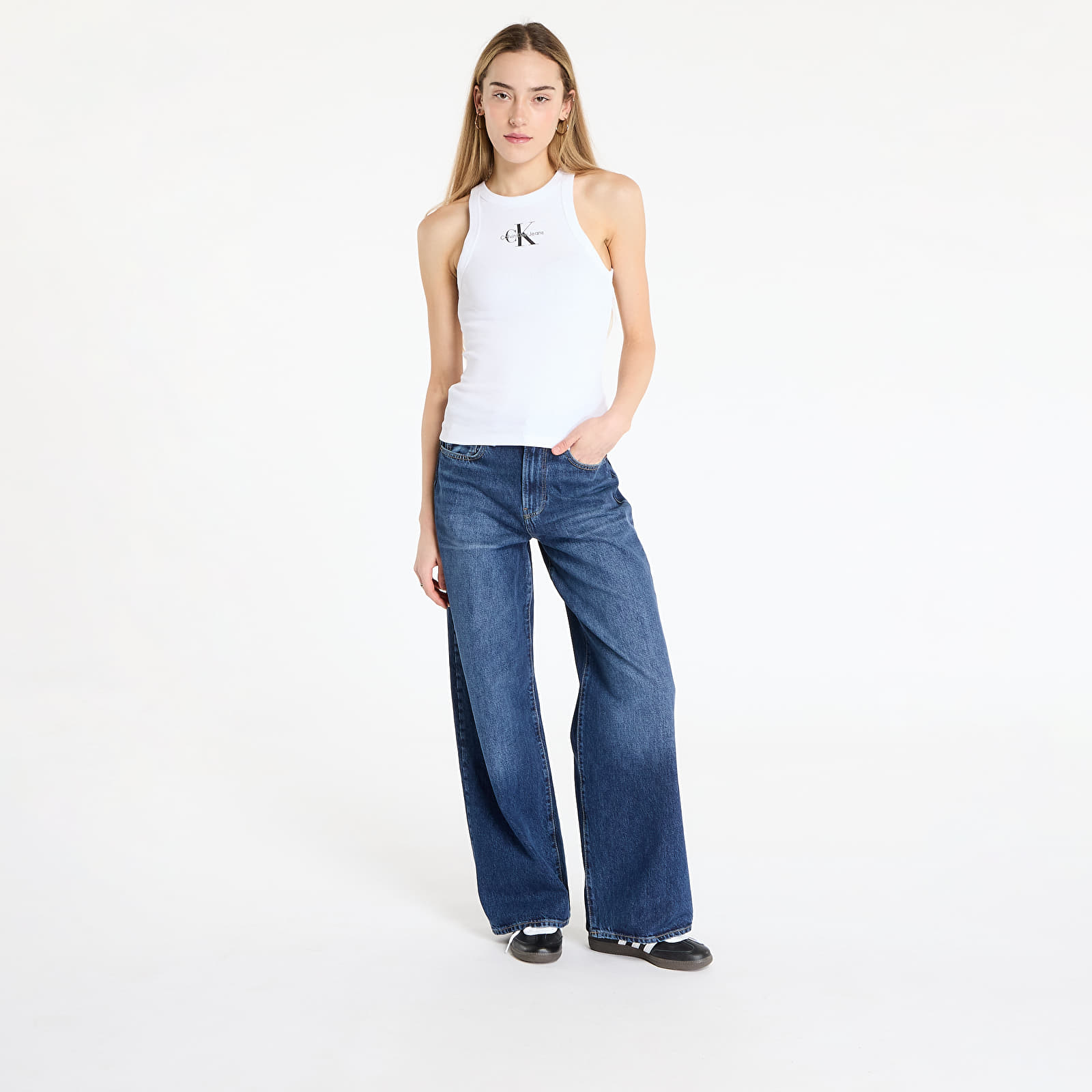 Tílka Calvin Klein Jeans Monologo Rib Tank Top White