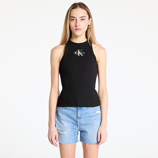 Tielko Calvin Klein Jeans Monologo Rib Tank Top Black