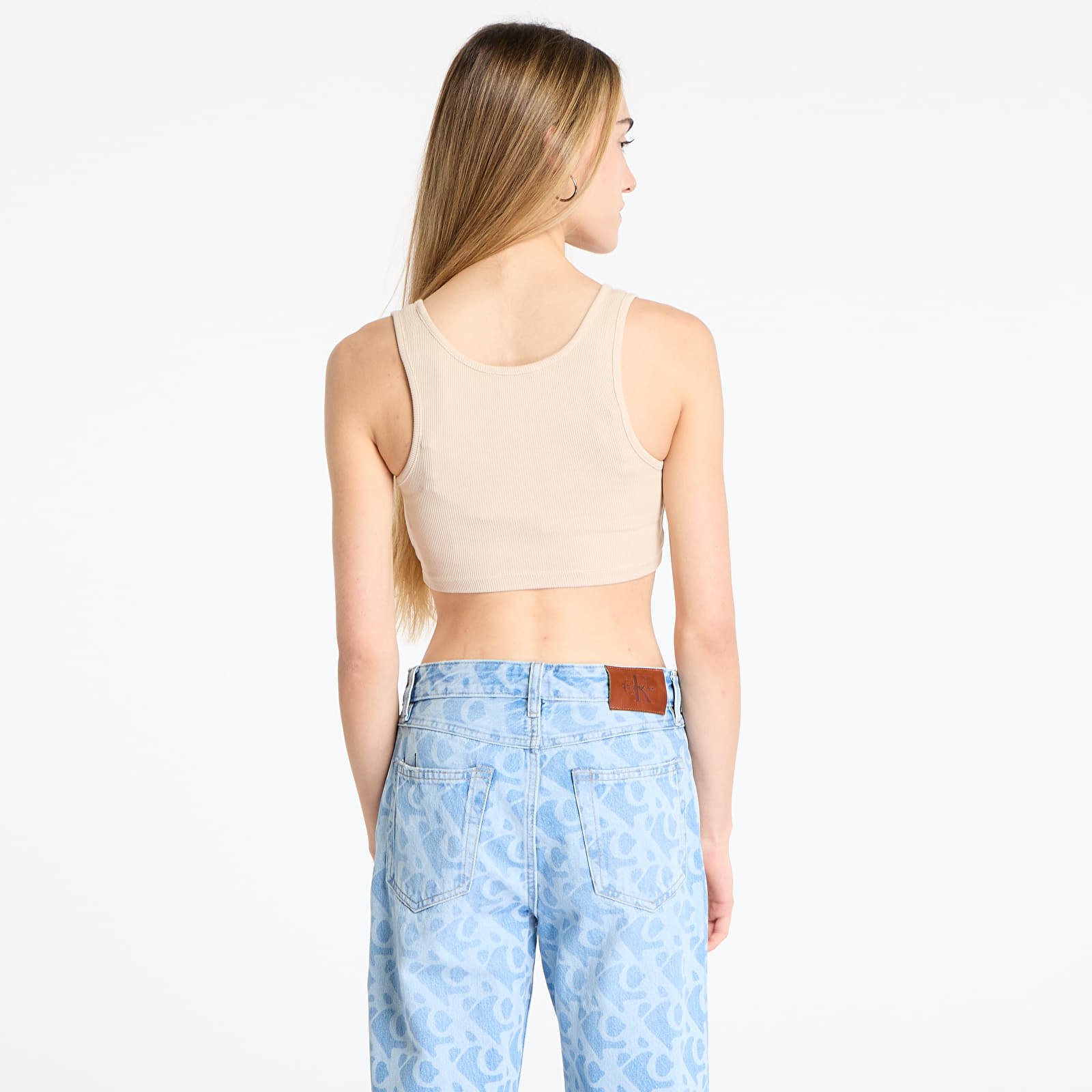 Tērpu topi Calvin Klein Jeans Washed Woven Label Top Beige