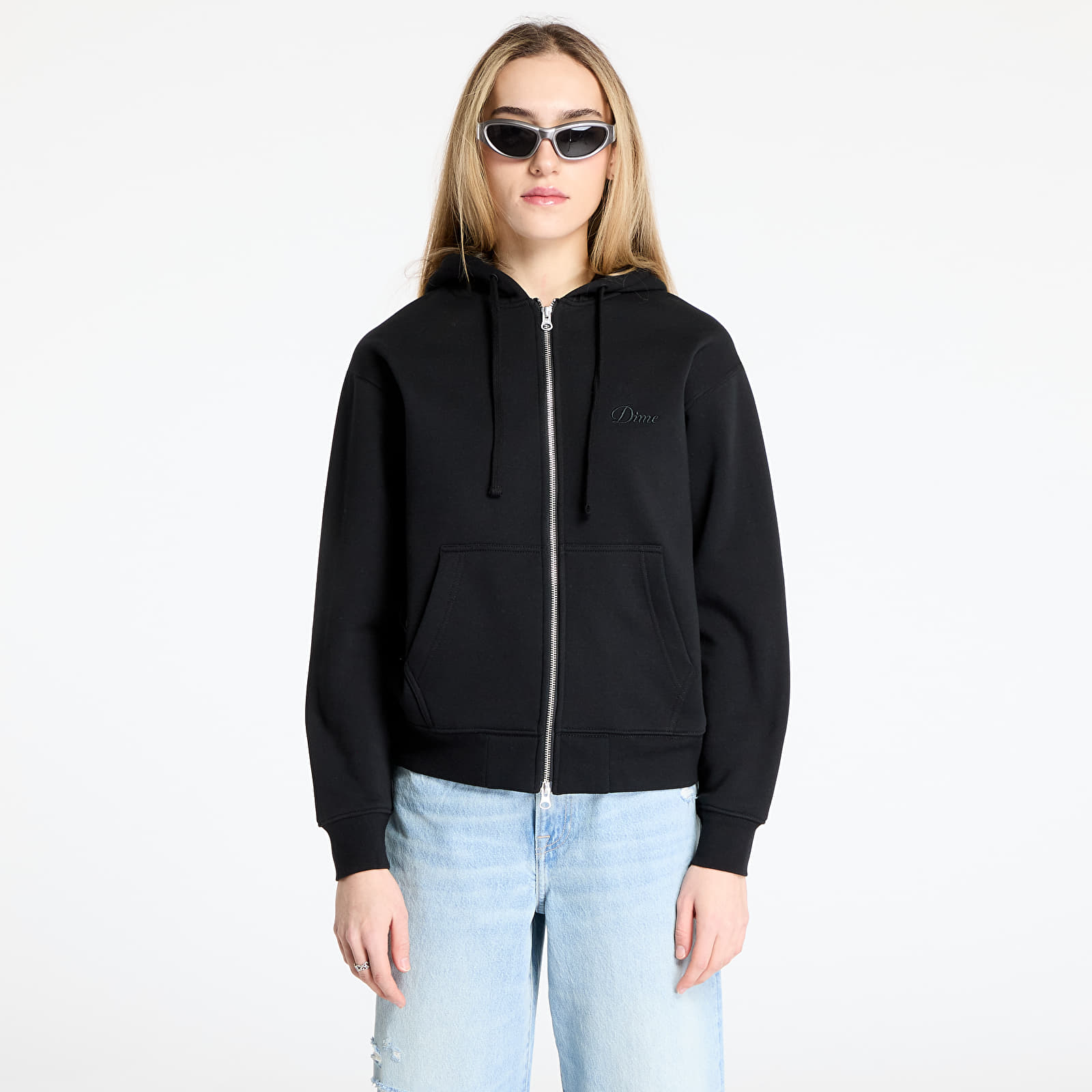Mikiny DIME Cursive Zip-Hoodie UNISEX Black