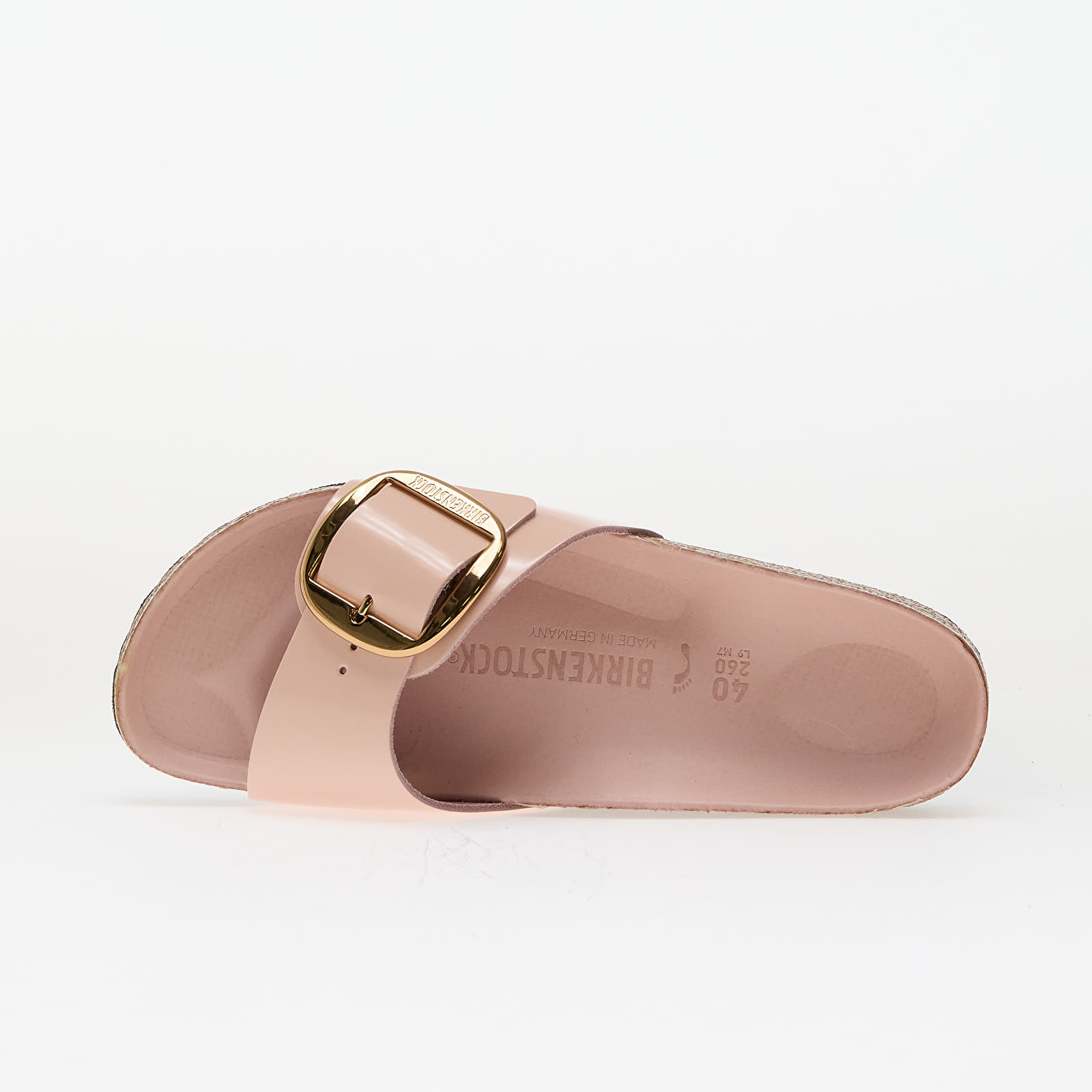 Women's shoes Birkenstock Madrid Big Buckle Natural Leather Patent High-Shine Light Rose