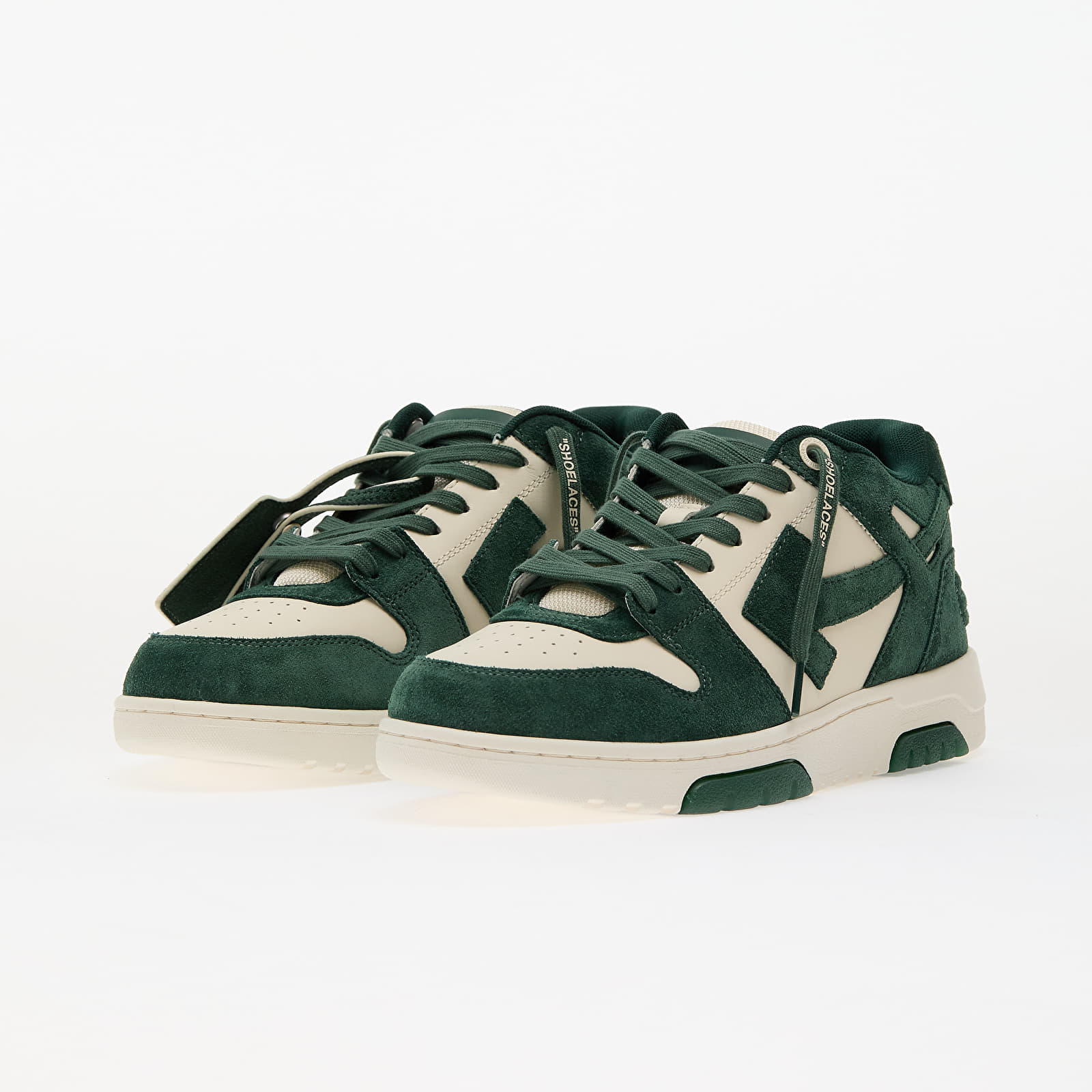 Pánské tenisky a boty Off-White Out Of Office Suede Jet Green Ecru