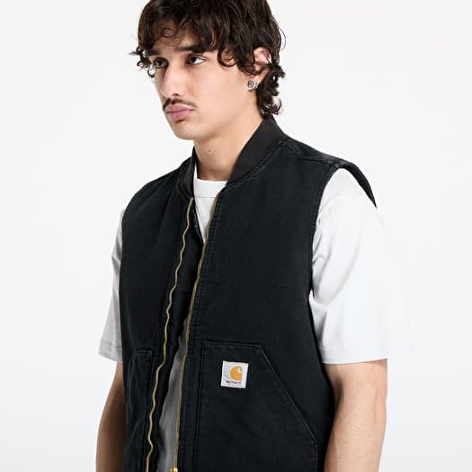 Vests Carhartt WIP Classic Vest UNISEX Black Stone Canvas Vests Carhartt WIP Classic Vest UNISEX Black Stone Canvas