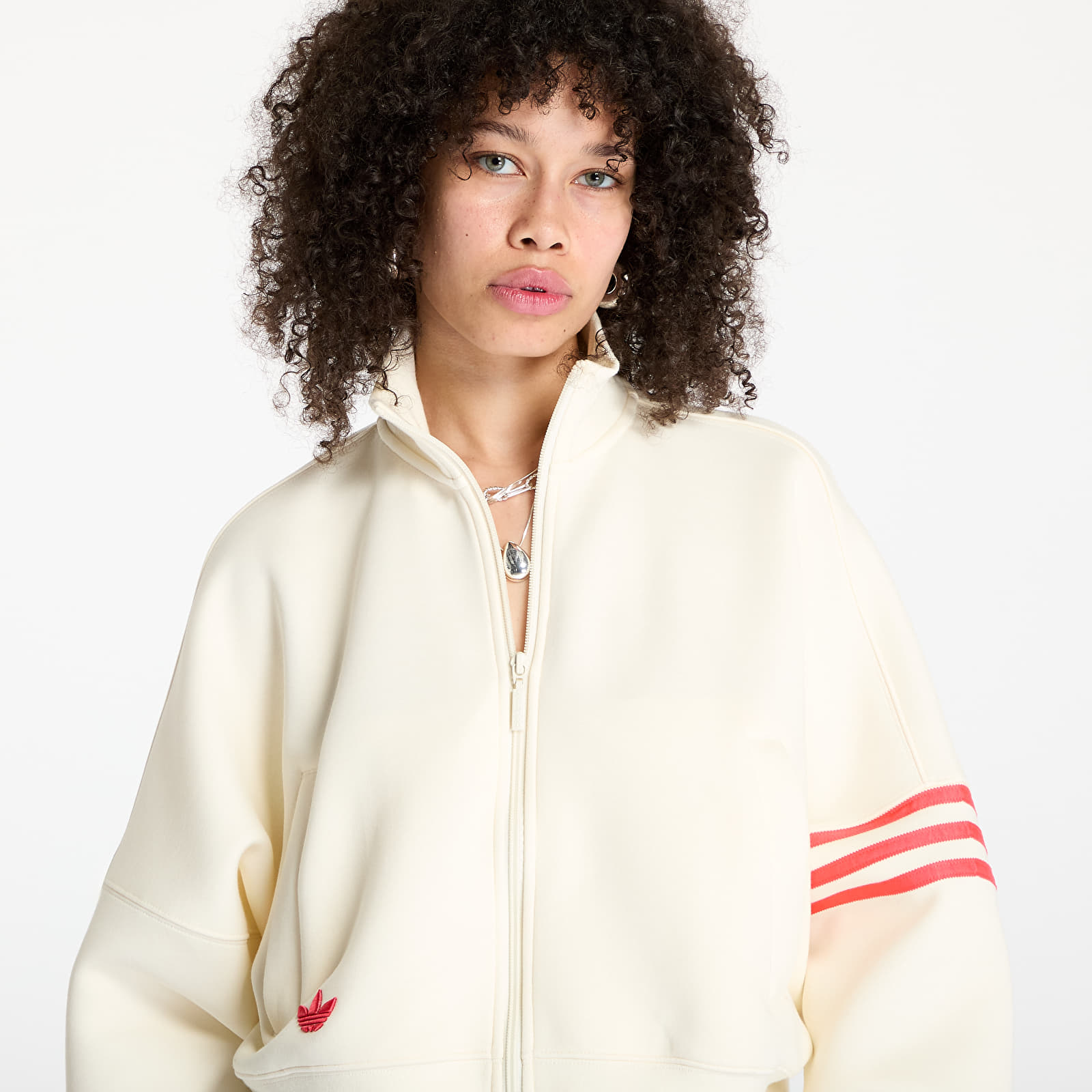 Hoodies en truien adidas Neuclassics Track Top Cream White/ Real Coral