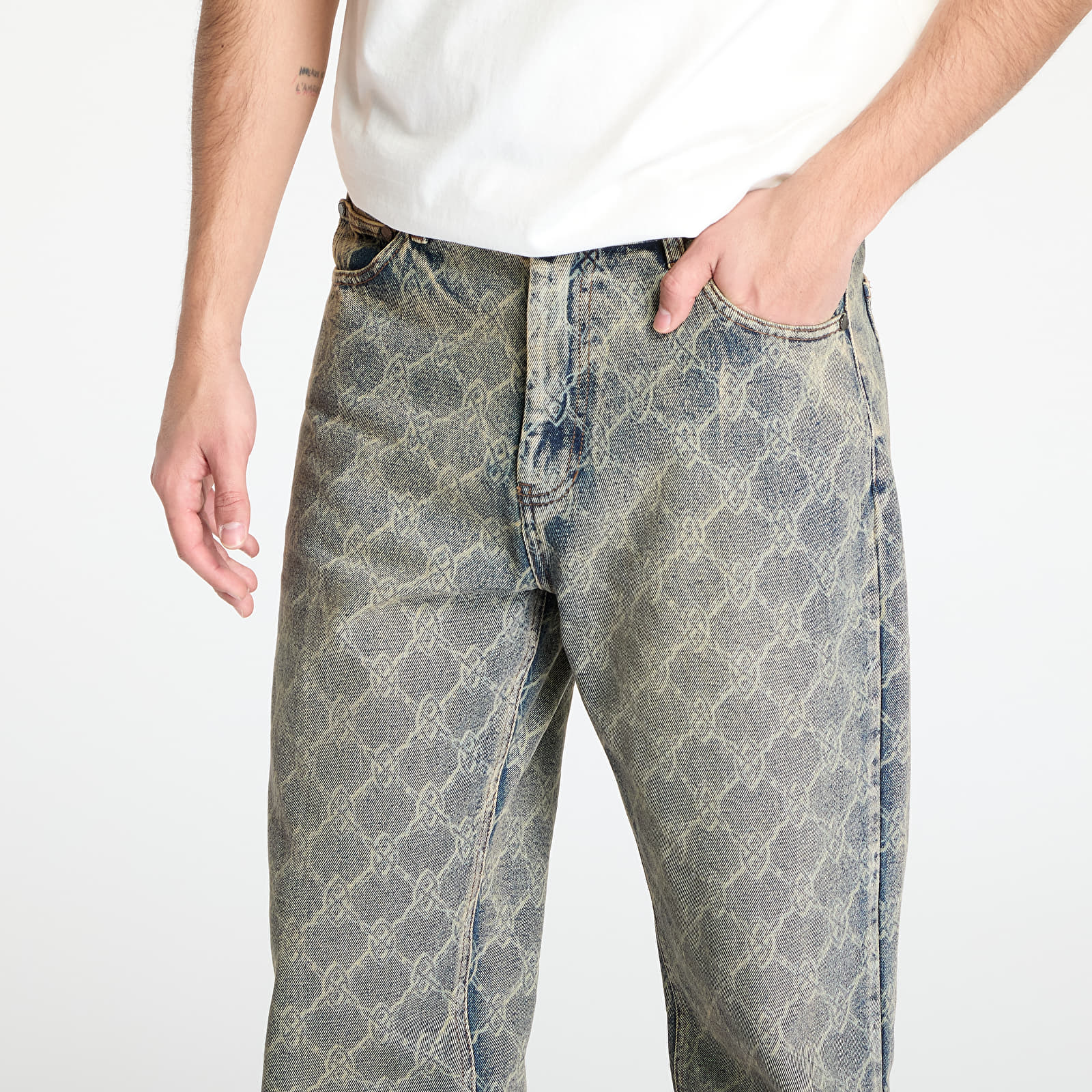 Calças de ganga para homem Daily Paper Shield Laser Washed Jeans Blue