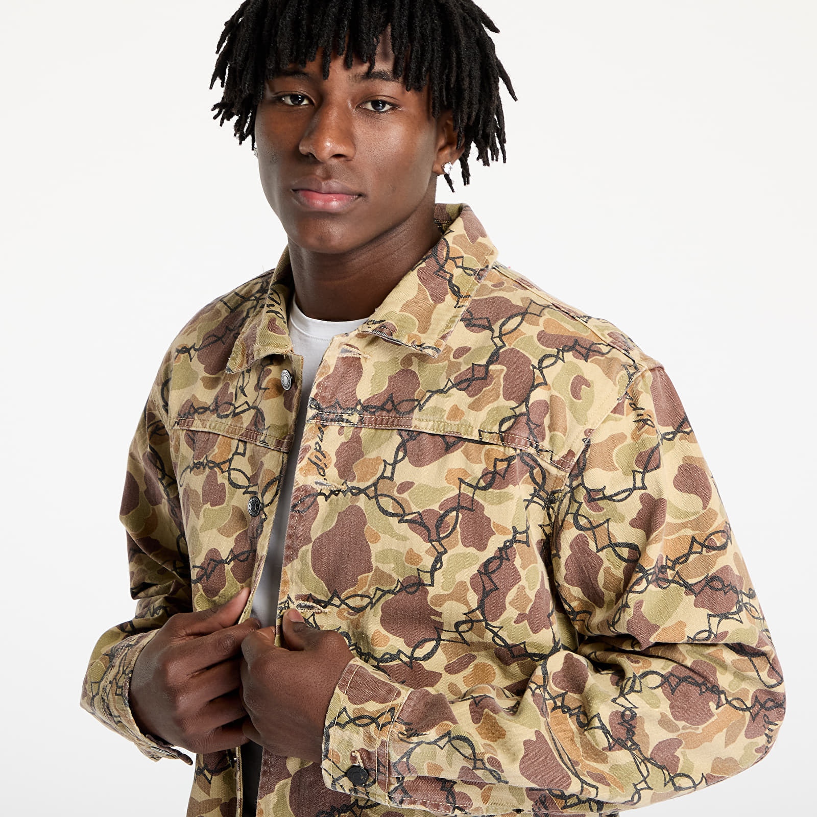 Jachete pentru bărbați RIPNDIP Wired Button Up Jacket Tan Camo