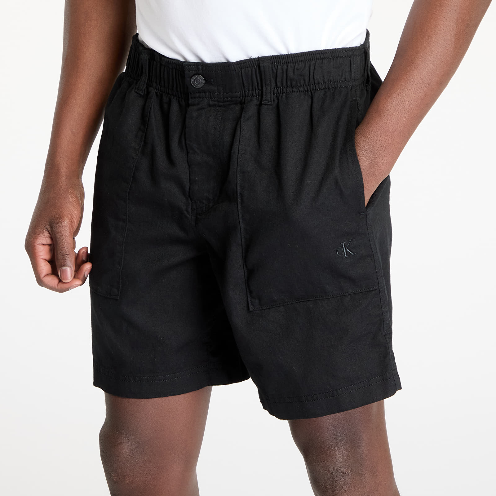 Miesten shortsit Calvin Klein Jeans Linen Short Black