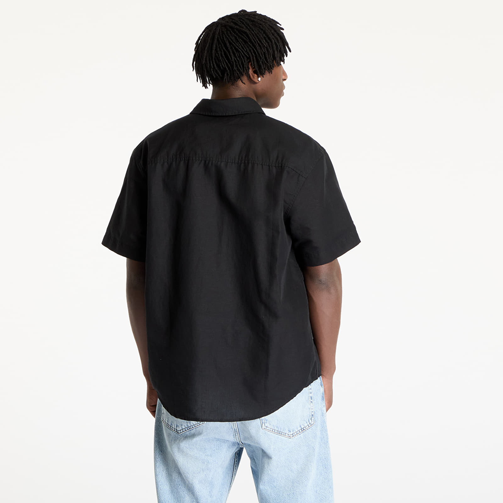 Skjorter for menn Calvin Klein Jeans Linen Cotton Shortsleeve Shirt Black