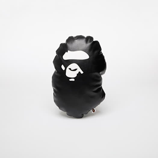 A BATHING APE Ape Head Pu Leather Cushion M Black