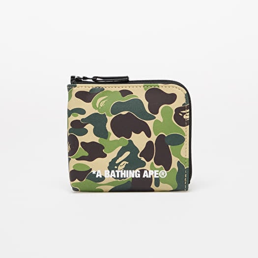 Portemonnee A BATHING APE Abc Camo Pu Leather Mini Zipped Wallet M Green