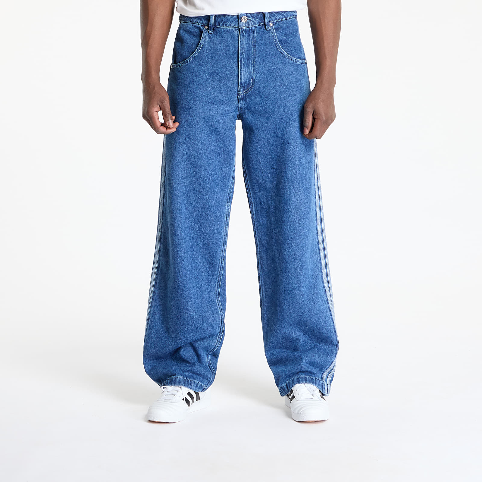 Men's trousers adidas Firebird Adicolor Denim  Pants Medium Blue Denim