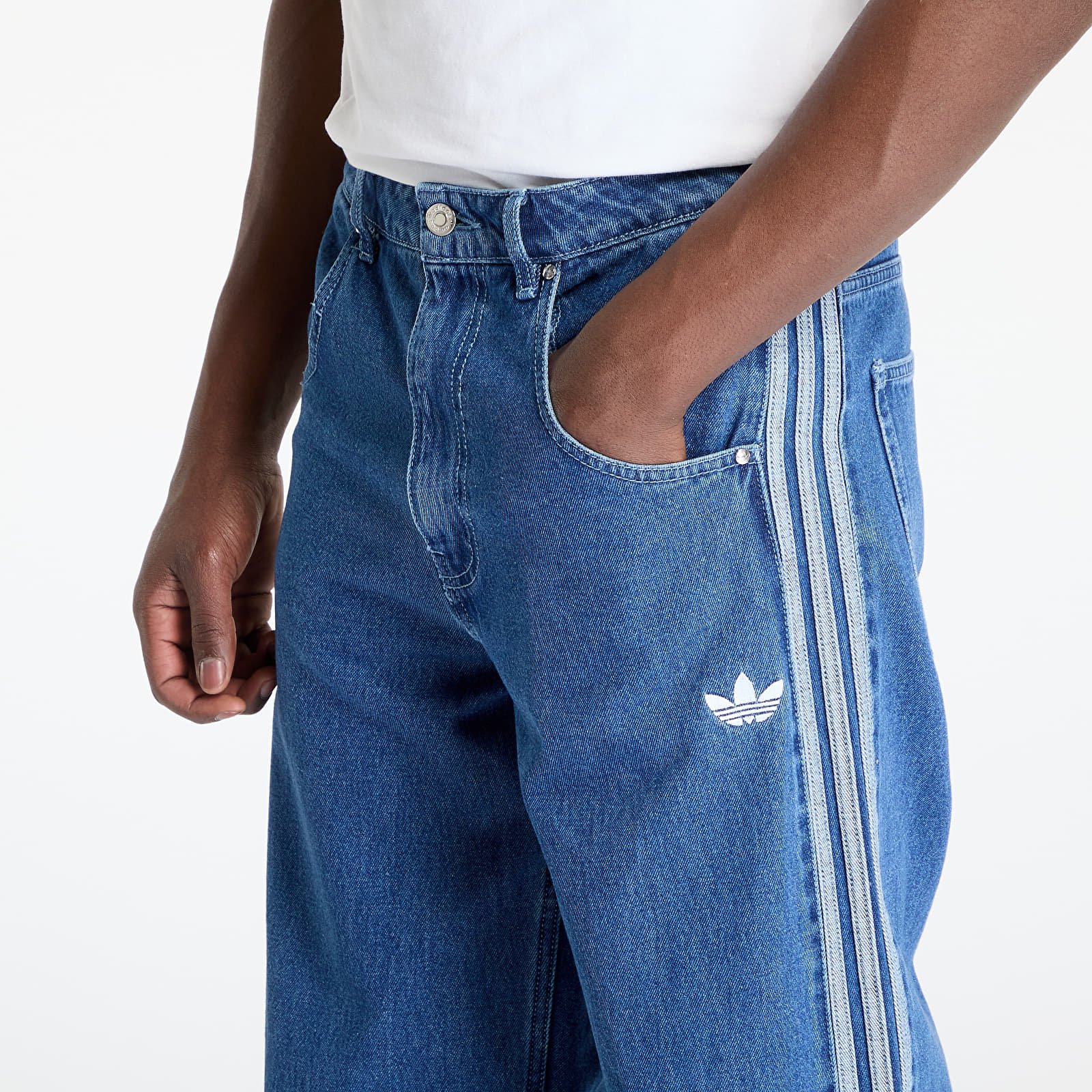 Men's trousers adidas Firebird Adicolor Denim  Pants Medium Blue Denim