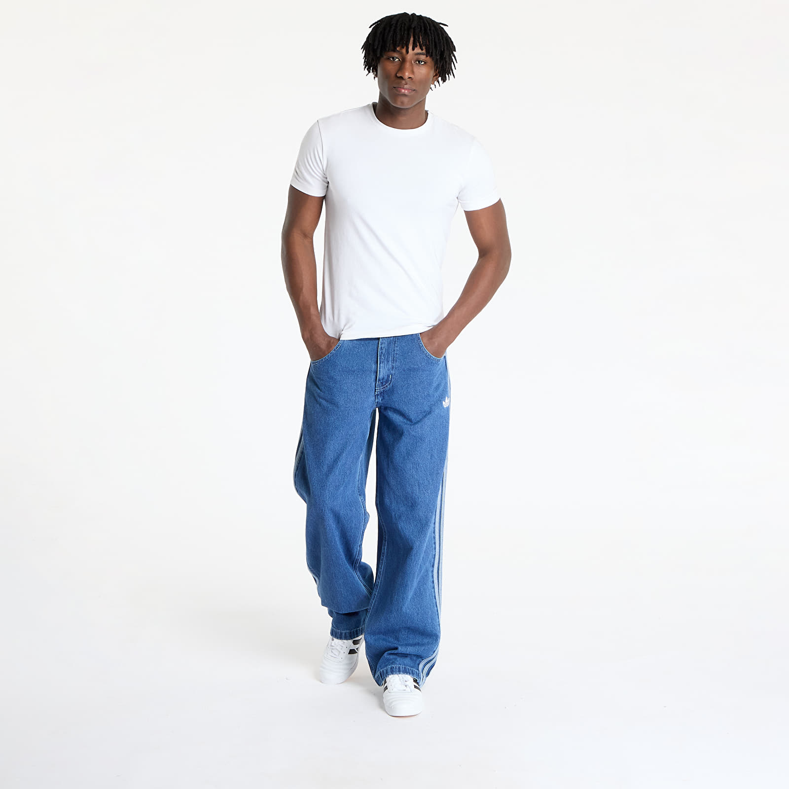 Men's trousers adidas Firebird Adicolor Denim  Pants Medium Blue Denim