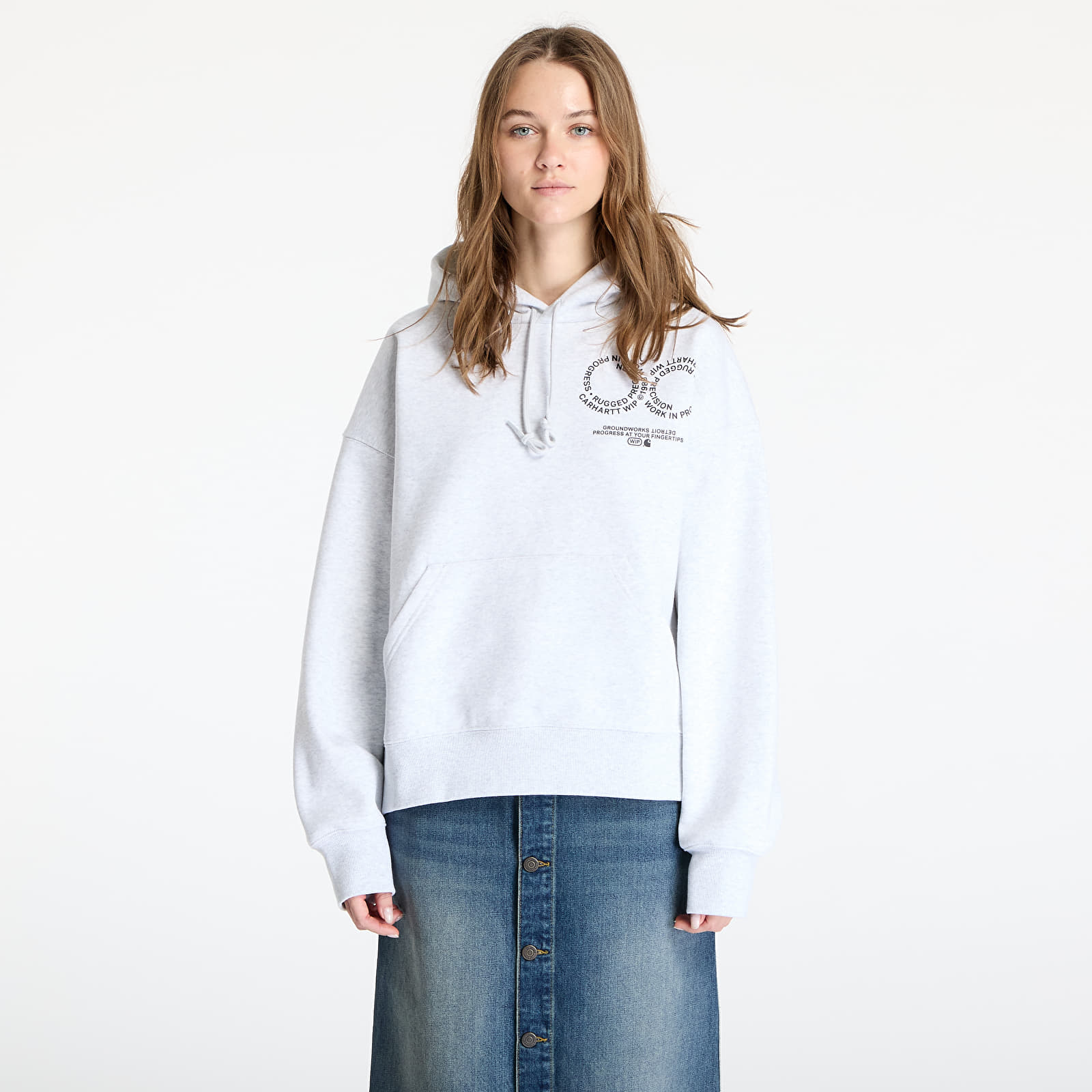 Casacos com capuz para homem Carhartt WIP Hooded Rotation Sweat UNISEX Ash Heather/ Black