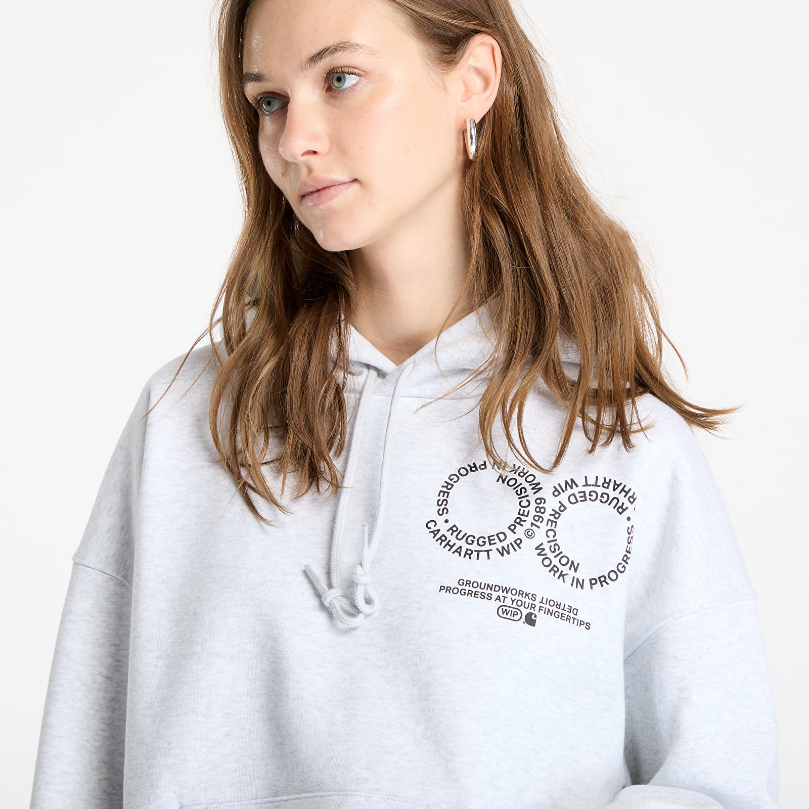 Casacos com capuz para homem Carhartt WIP Hooded Rotation Sweat UNISEX Ash Heather/ Black