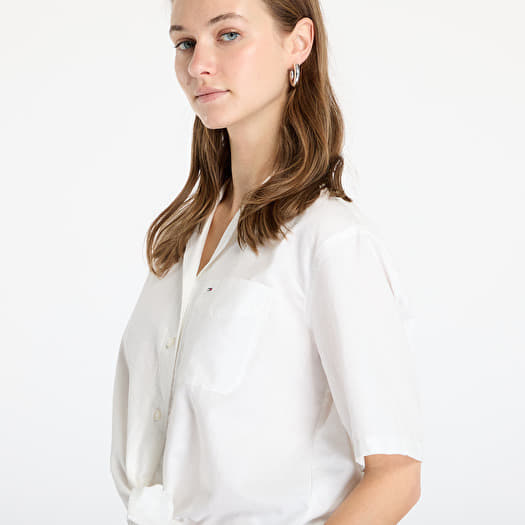 Tommy Jeans Crop Linen Shortsleeve Shirt White | Footshop
